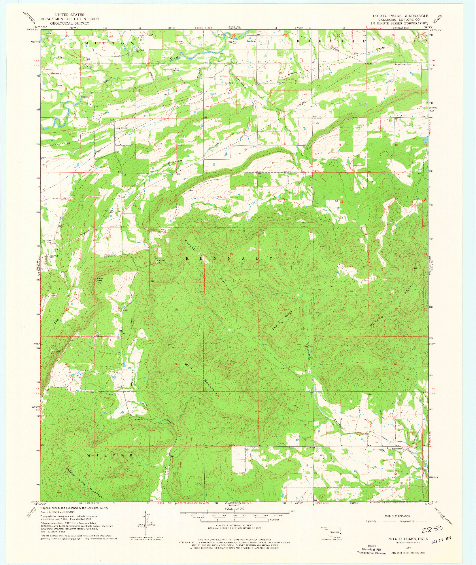 USGS 1:24000-SCALE QUADRANGLE FOR POTATO PEAKS, OK 1968