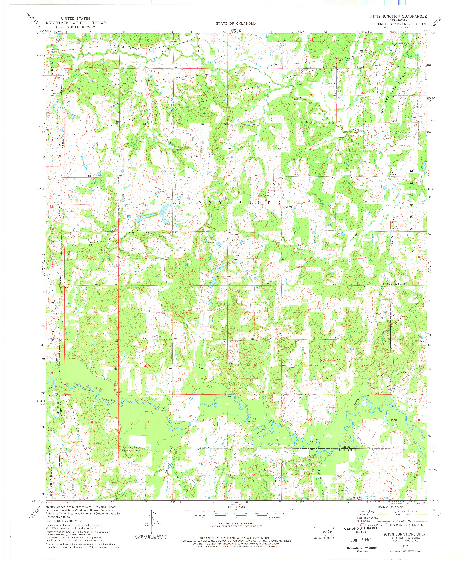 USGS 1:24000-SCALE QUADRANGLE FOR RITTS JUNCTION, OK 1974