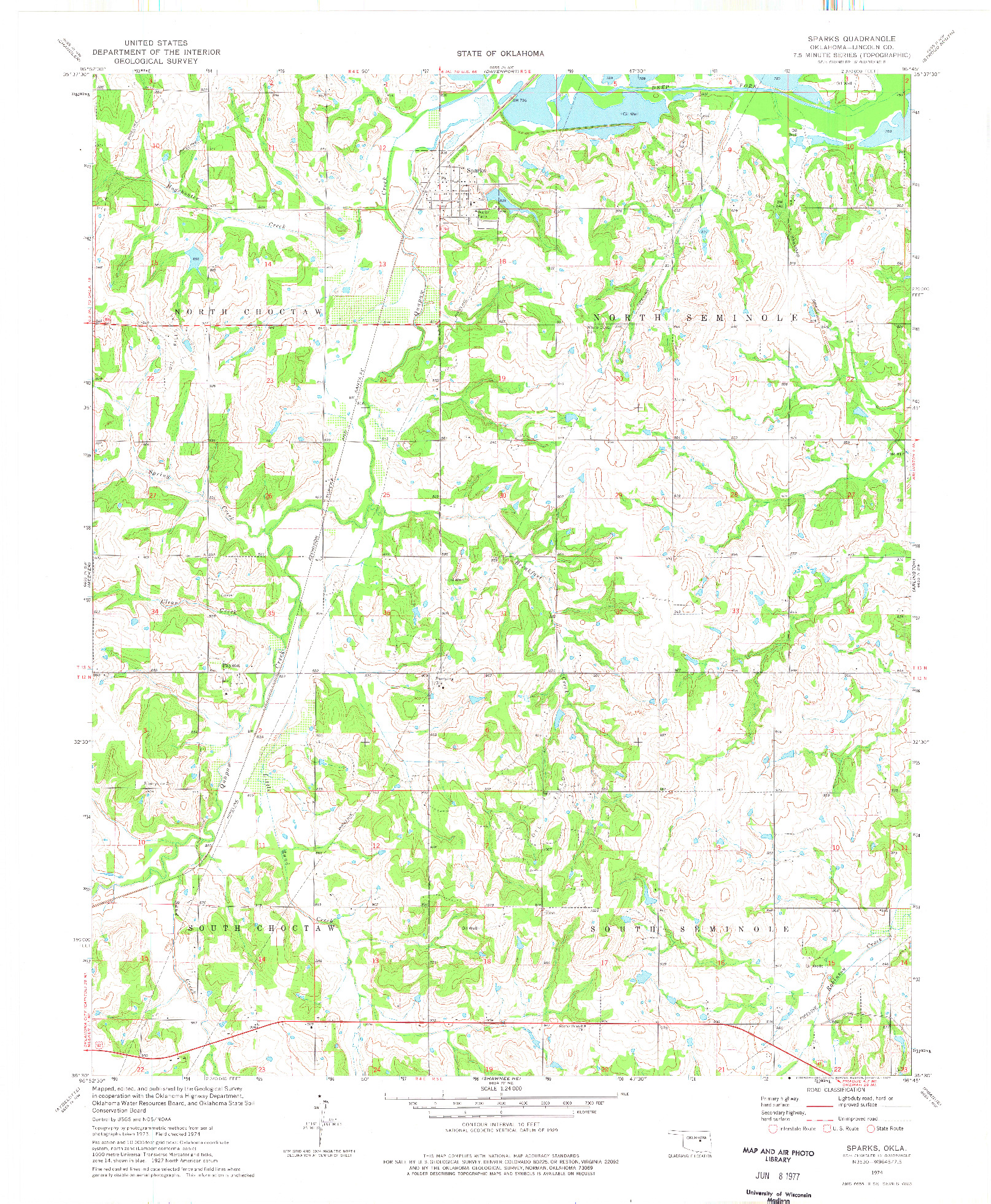 USGS 1:24000-SCALE QUADRANGLE FOR SPARKS, OK 1974