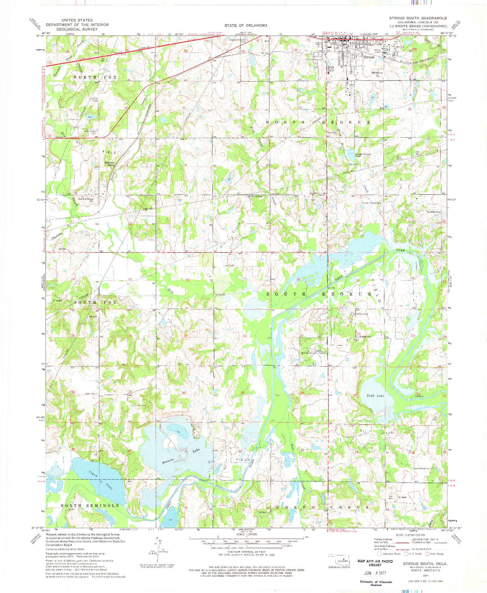 USGS 1:24000-SCALE QUADRANGLE FOR STROUD SOUTH, OK 1974