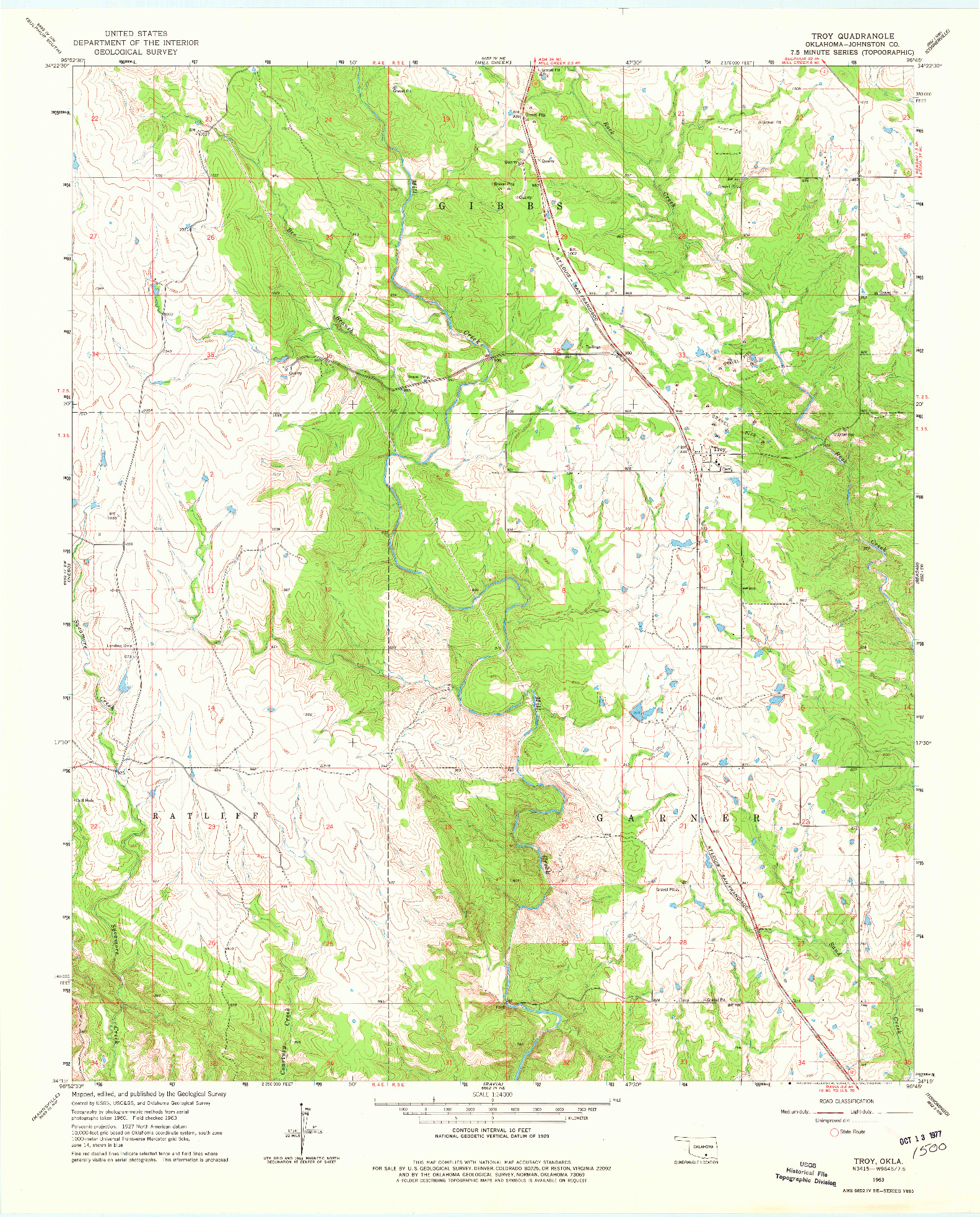 USGS 1:24000-SCALE QUADRANGLE FOR TROY, OK 1963