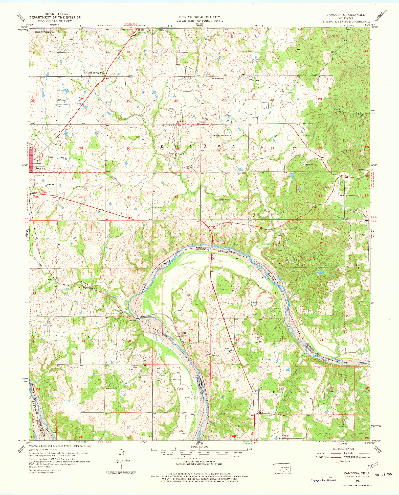 USGS 1:24000-SCALE QUADRANGLE FOR VAMOOSA, OK 1958