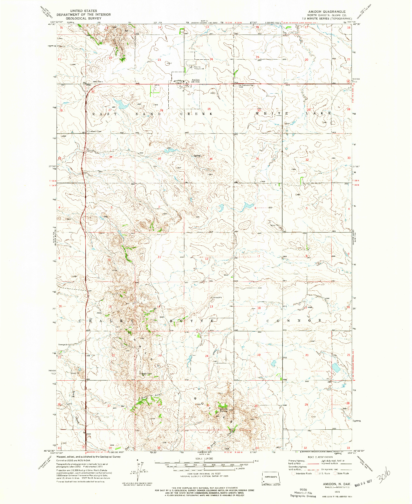 USGS 1:24000-SCALE QUADRANGLE FOR AMIDON, ND 1973