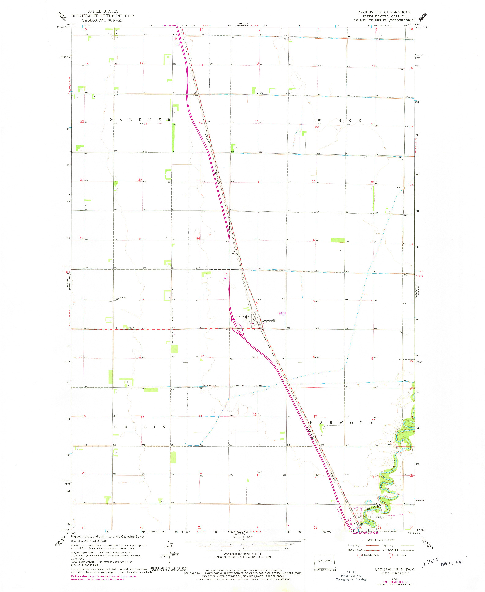 USGS 1:24000-SCALE QUADRANGLE FOR ARGUSVILLE, ND 1963