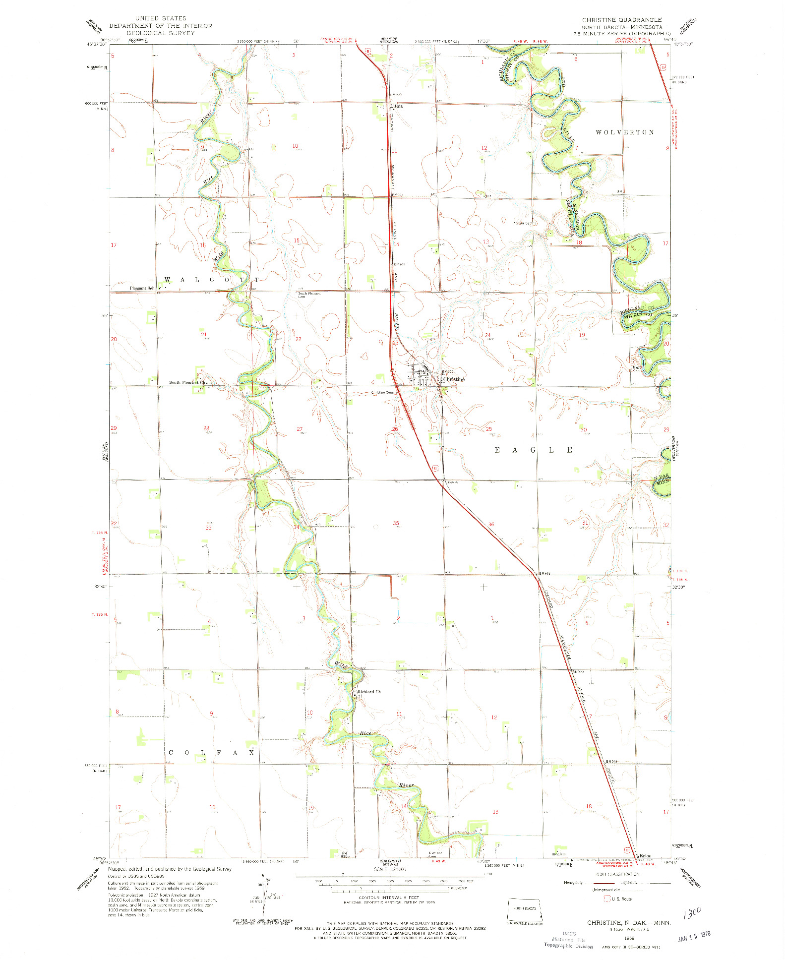 USGS 1:24000-SCALE QUADRANGLE FOR CHRISTINE, ND 1959