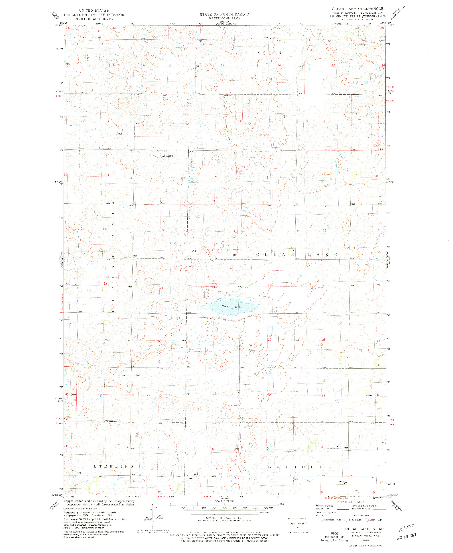 USGS 1:24000-SCALE QUADRANGLE FOR CLEAR LAKE, ND 1975