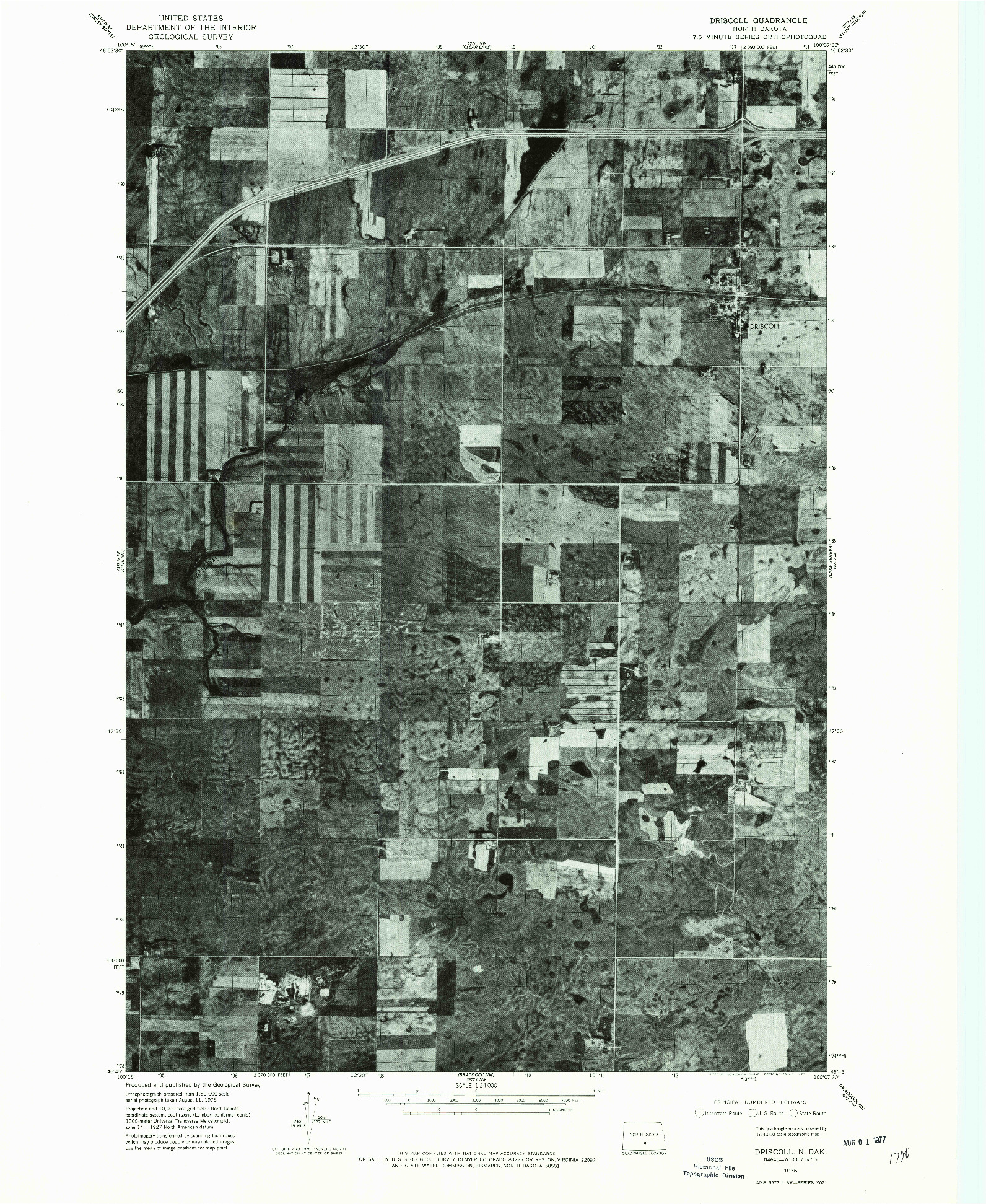 USGS 1:24000-SCALE QUADRANGLE FOR DRISCOLL, ND 1975