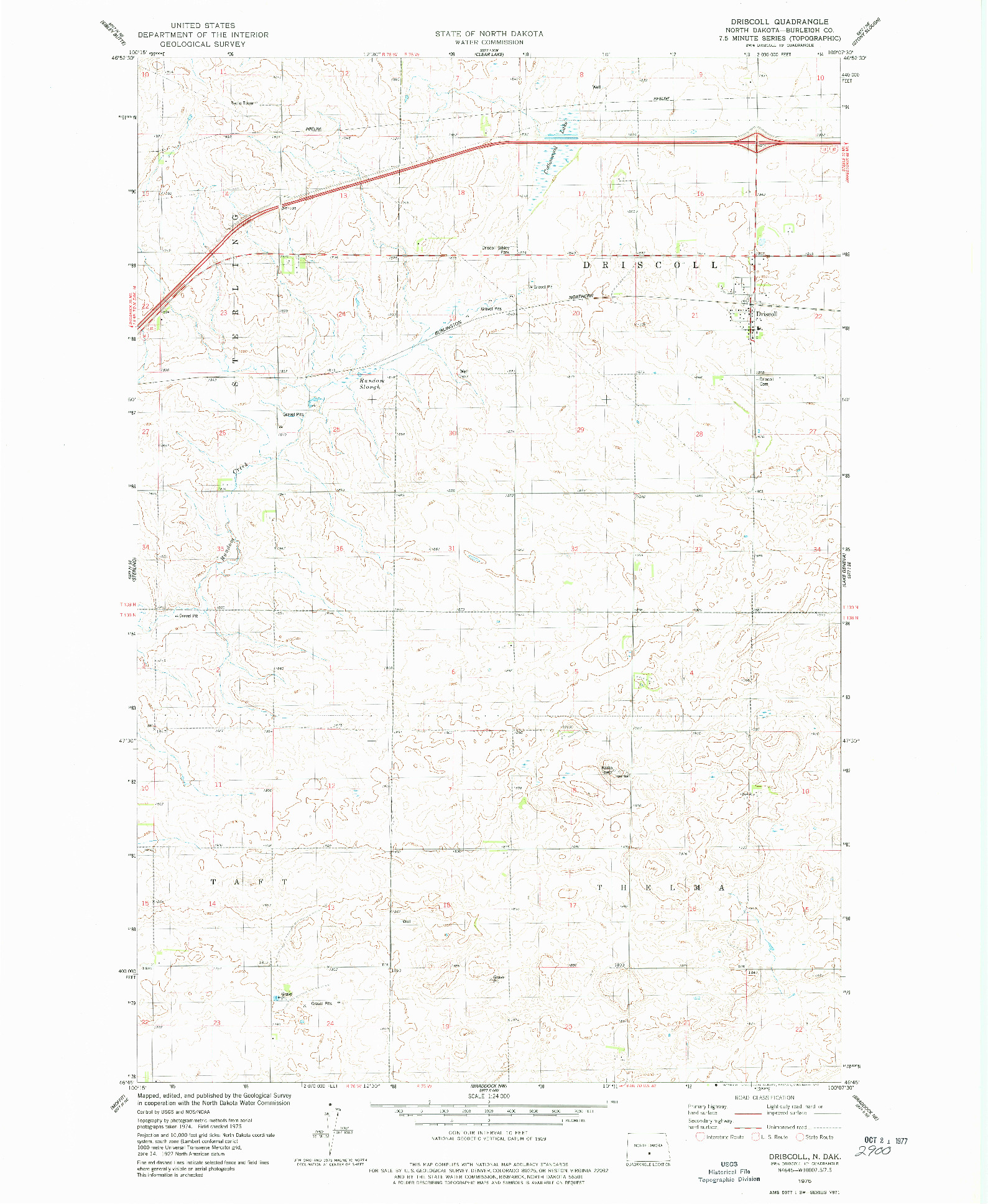 USGS 1:24000-SCALE QUADRANGLE FOR DRISCOLL, ND 1975