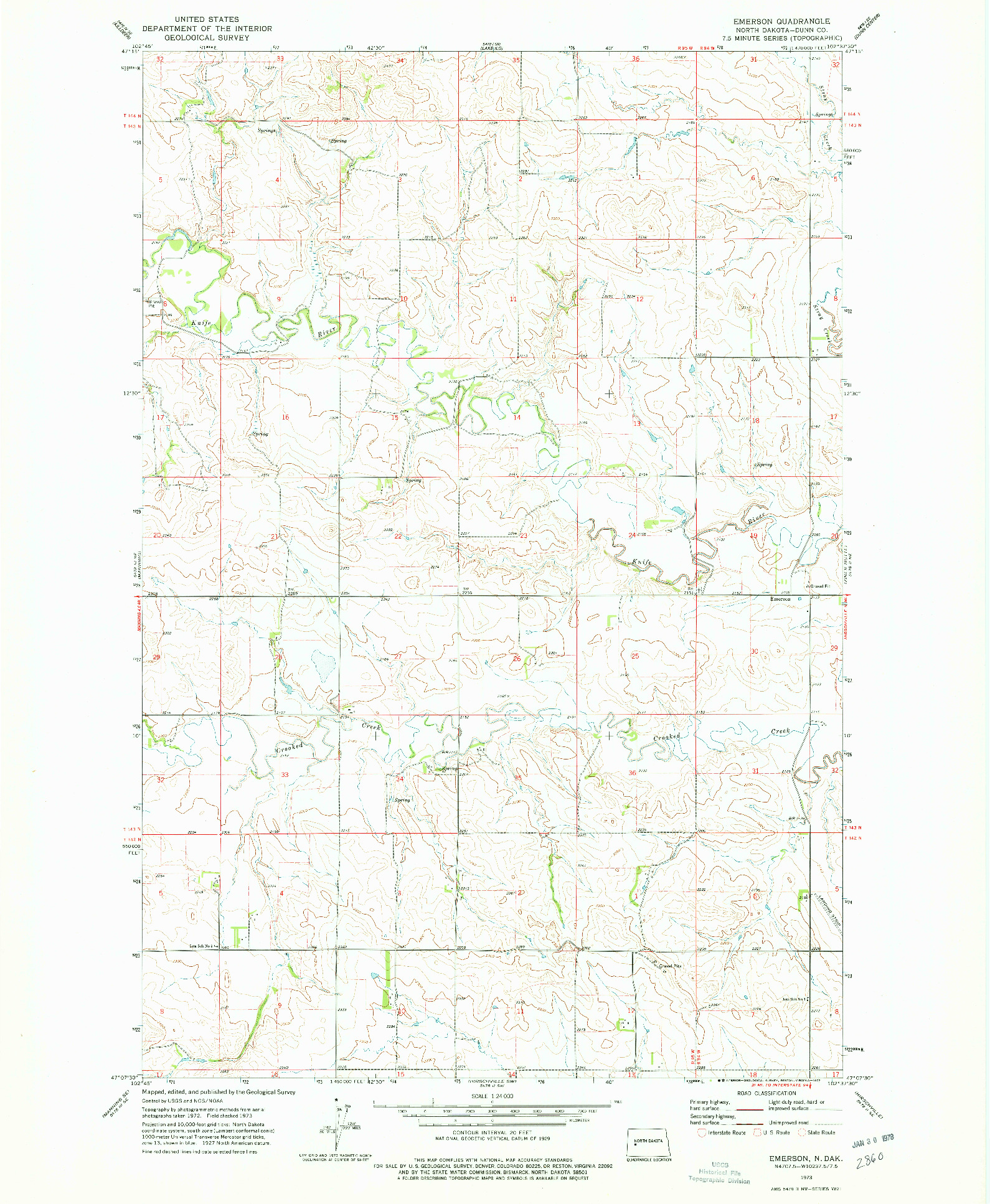 USGS 1:24000-SCALE QUADRANGLE FOR EMERSON, ND 1973