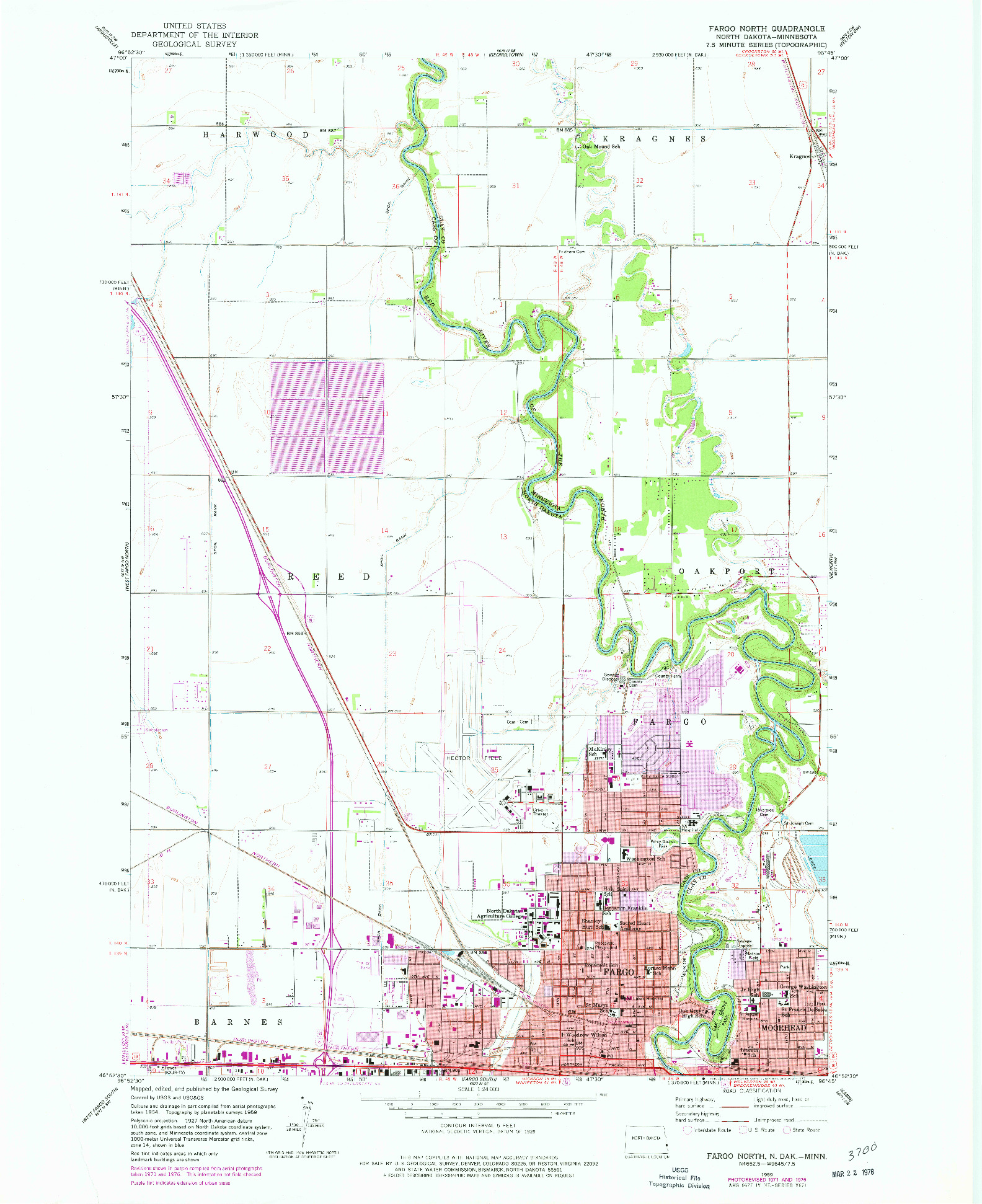 USGS 1:24000-SCALE QUADRANGLE FOR FARGO NORTH, ND 1959