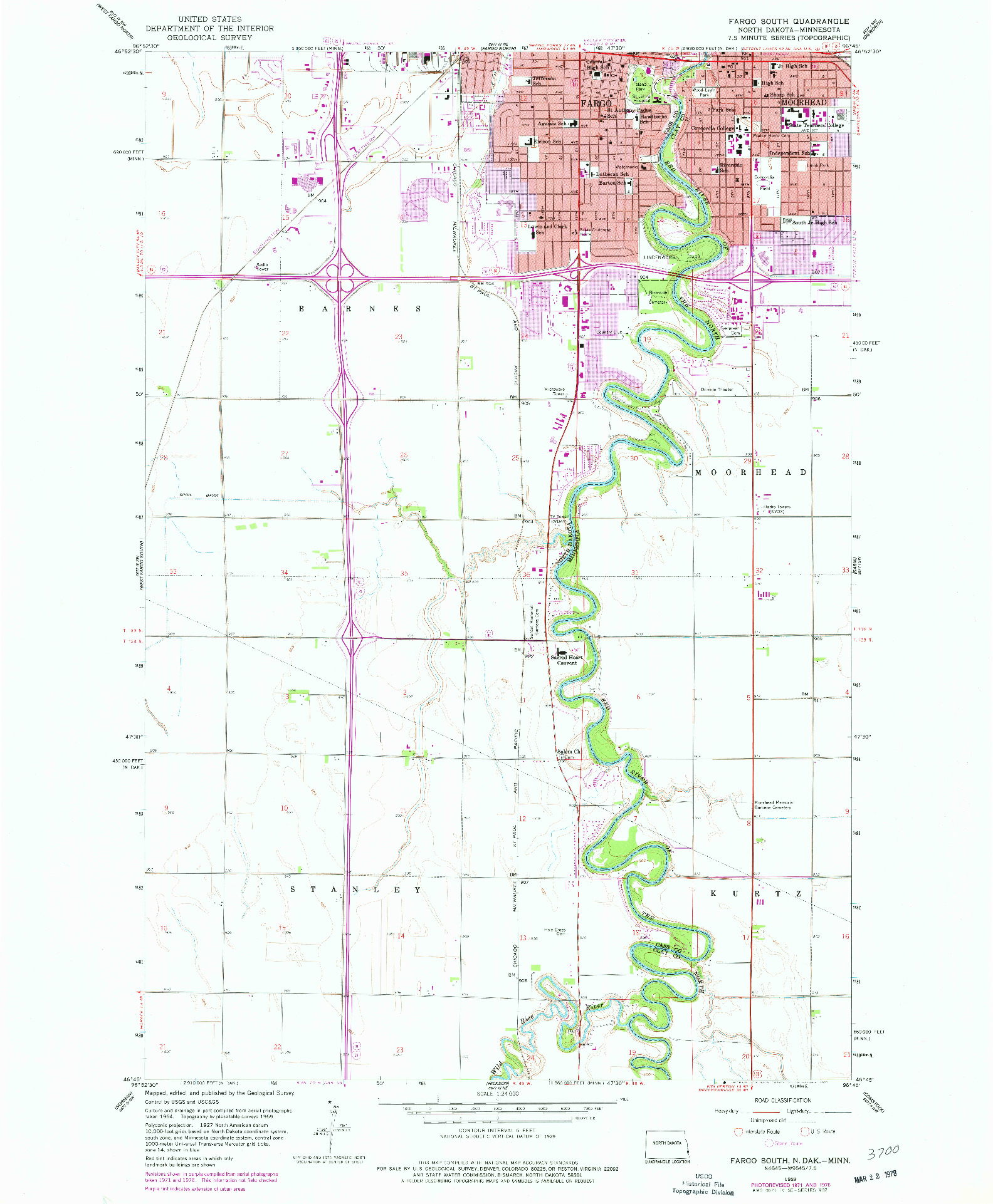 USGS 1:24000-SCALE QUADRANGLE FOR FARGO SOUTH, ND 1959