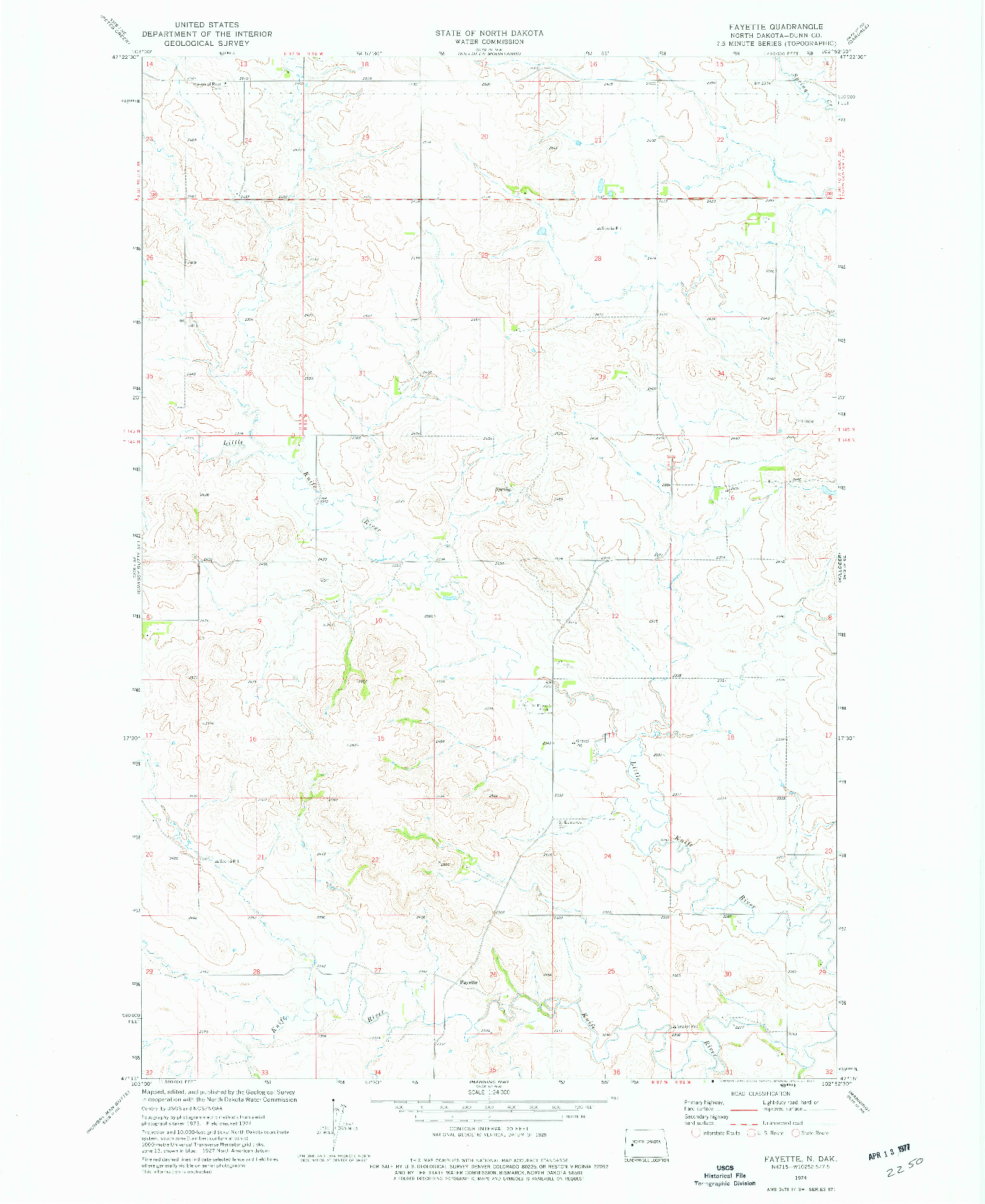 USGS 1:24000-SCALE QUADRANGLE FOR FAYETTE, ND 1974