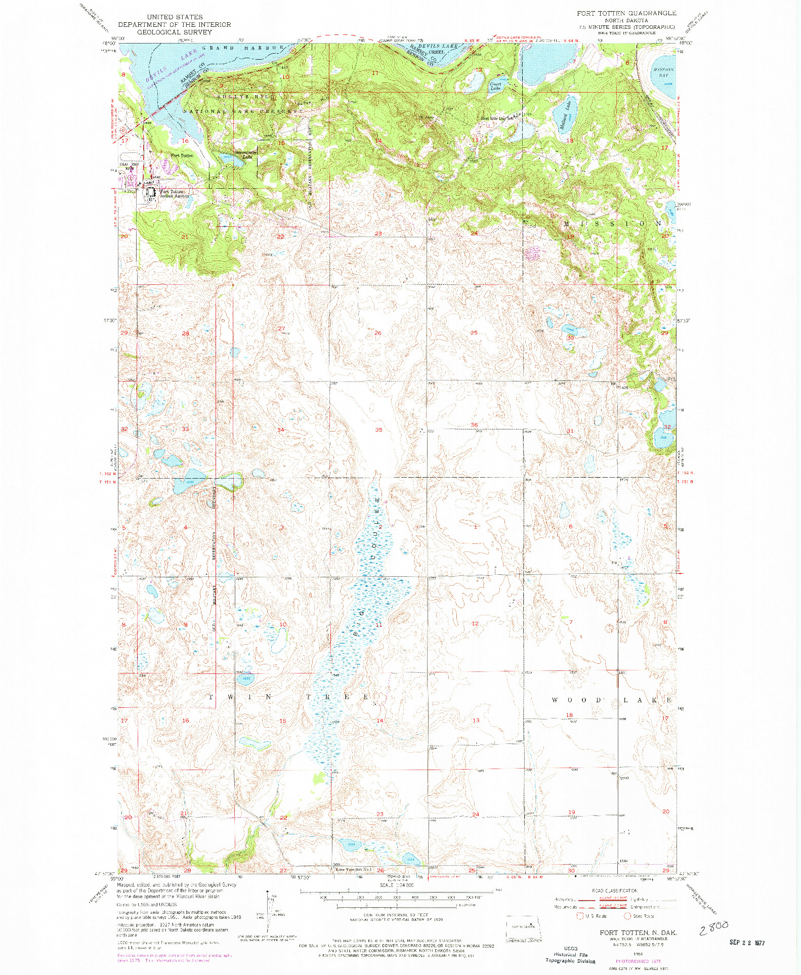 USGS 1:24000-SCALE QUADRANGLE FOR FORT TOTTEN, ND 1951