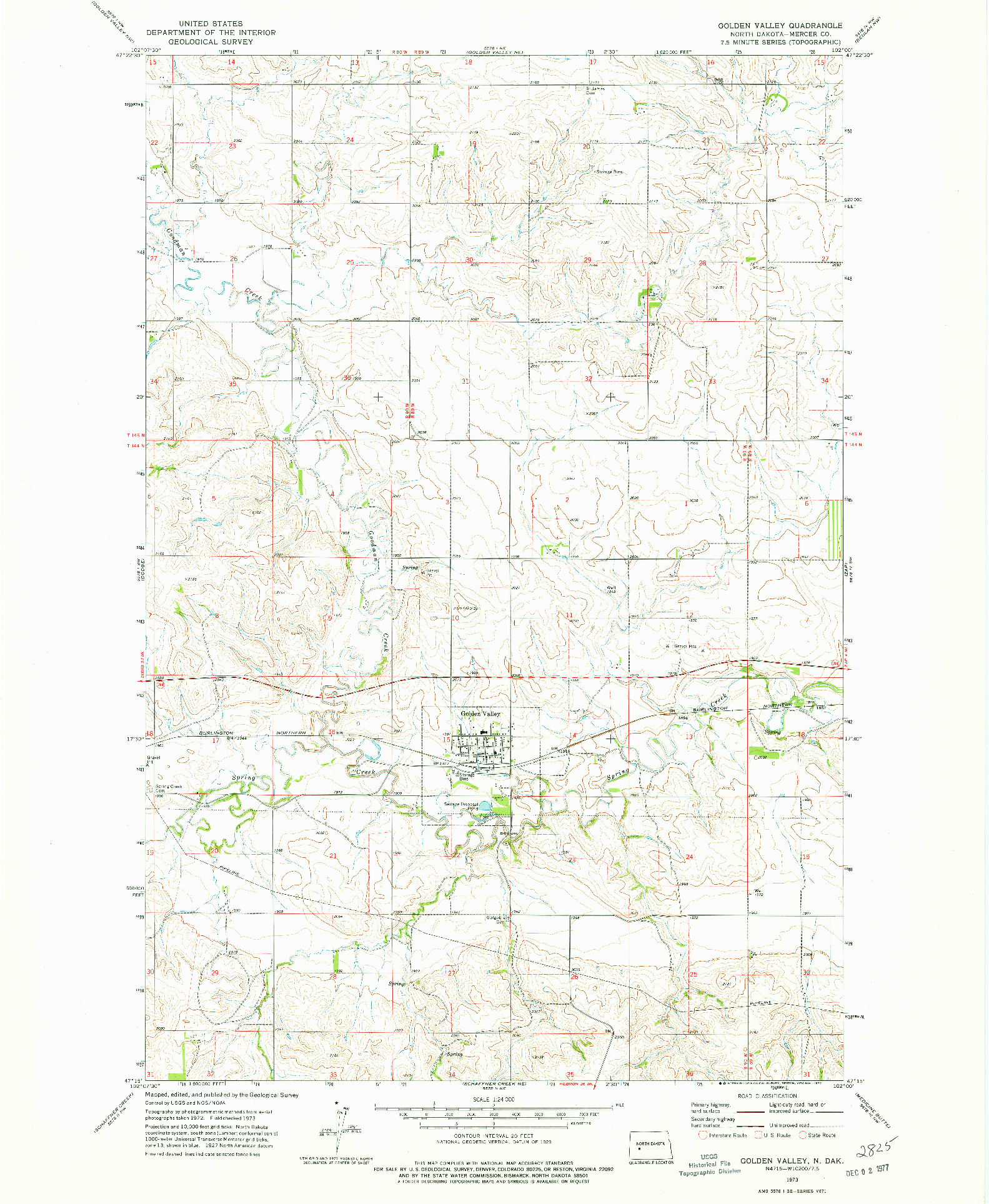 USGS 1:24000-SCALE QUADRANGLE FOR GOLDEN VALLEY, ND 1973