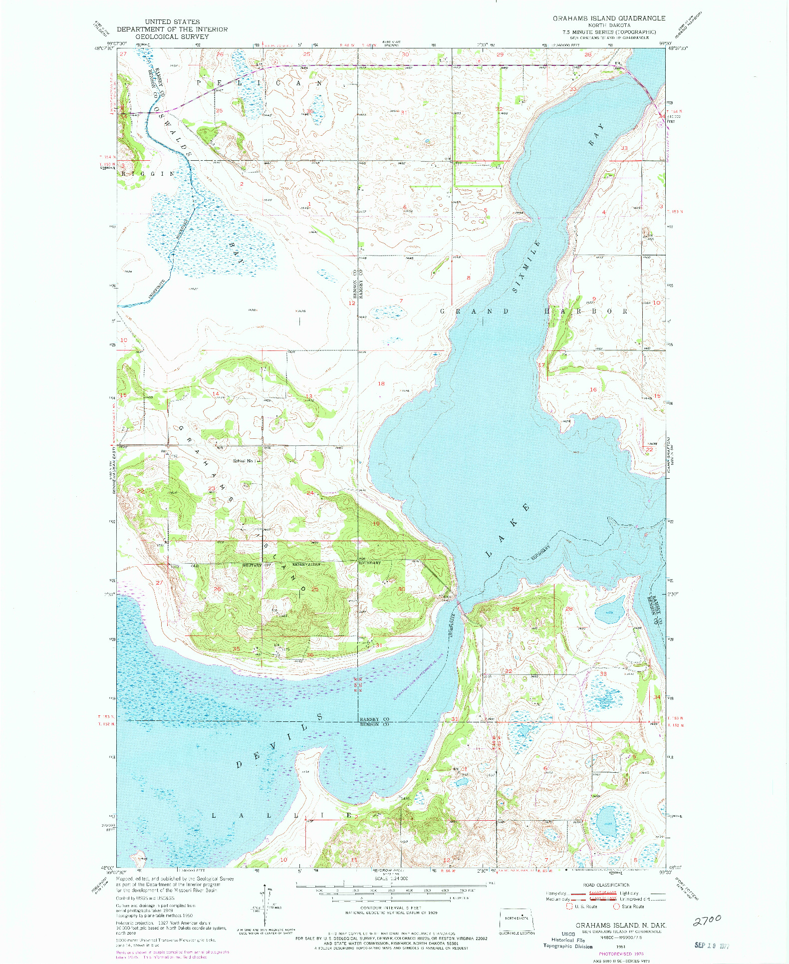 USGS 1:24000-SCALE QUADRANGLE FOR GRAHAMS ISLAND, ND 1951