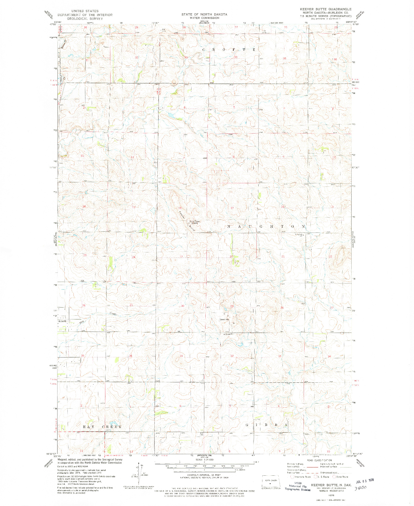 USGS 1:24000-SCALE QUADRANGLE FOR KEEVER BUTTE, ND 1975