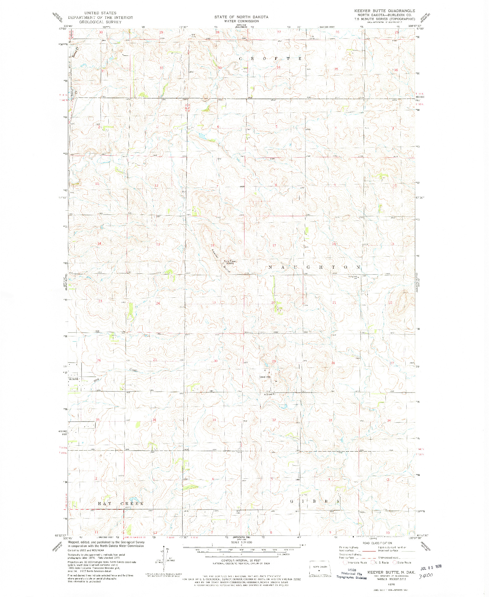 USGS 1:24000-SCALE QUADRANGLE FOR KEEVER BUTTE, ND 1975