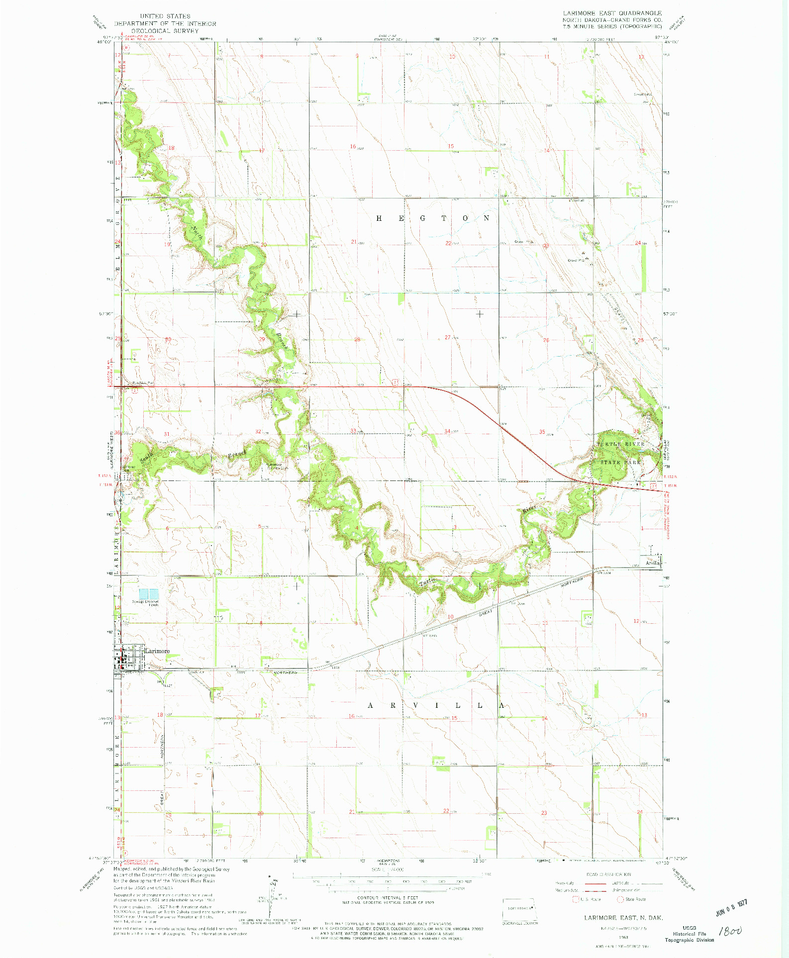 USGS 1:24000-SCALE QUADRANGLE FOR LARIMORE EAST, ND 1963