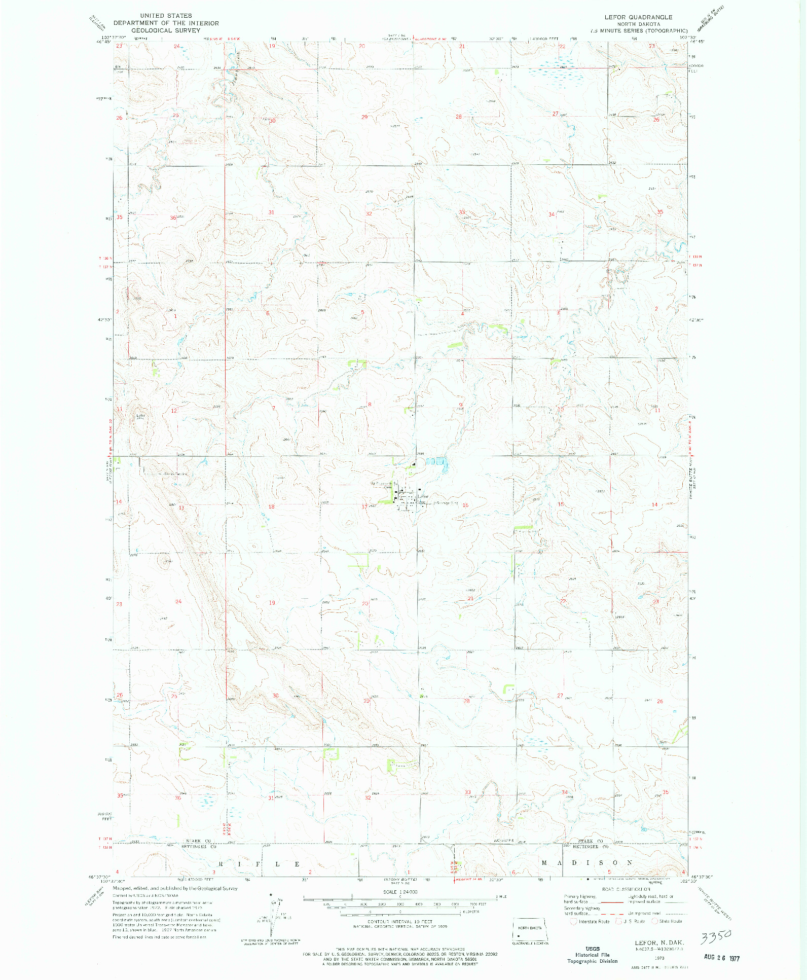USGS 1:24000-SCALE QUADRANGLE FOR LEFOR, ND 1973