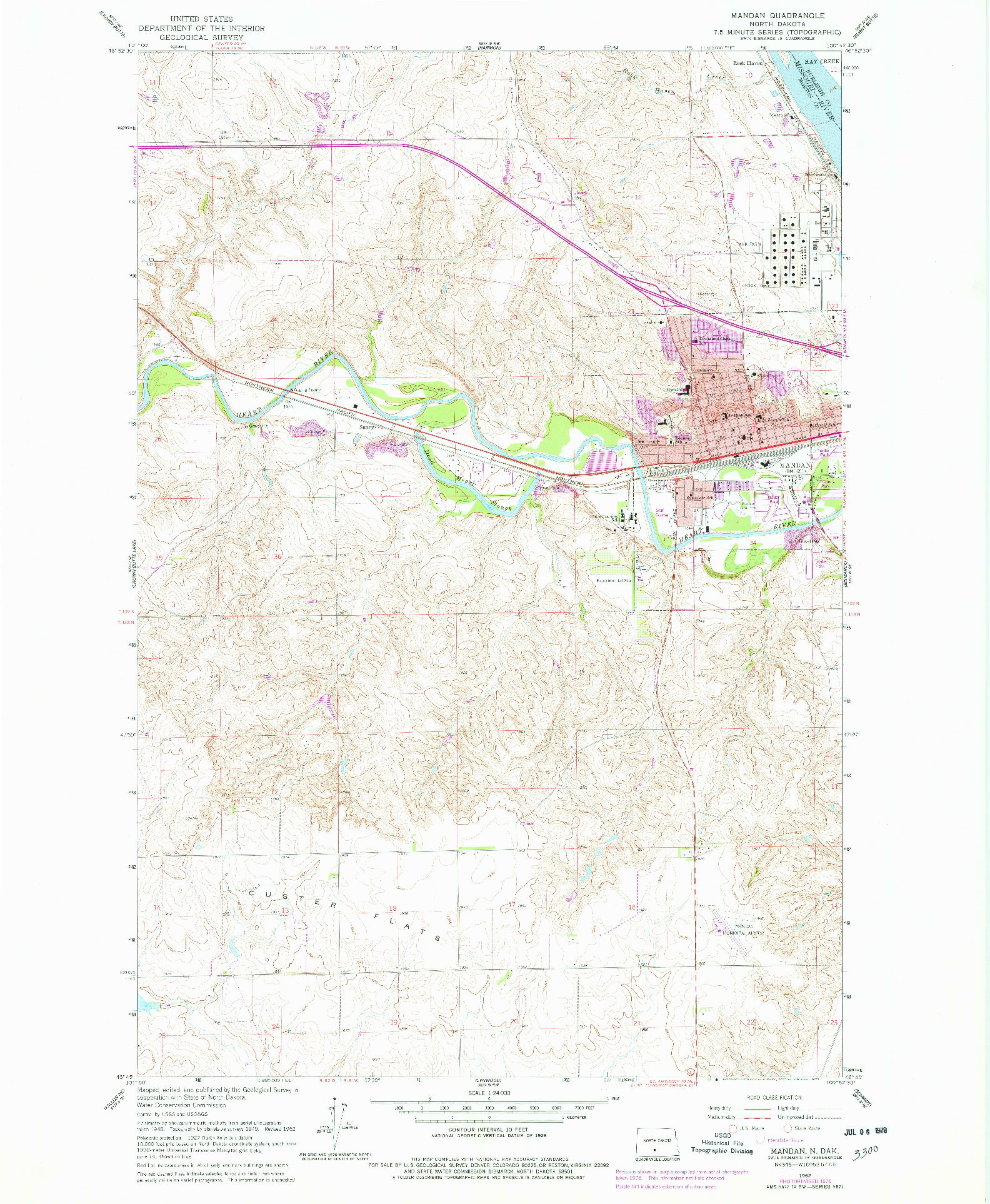 USGS 1:24000-SCALE QUADRANGLE FOR MANDAN, ND 1962