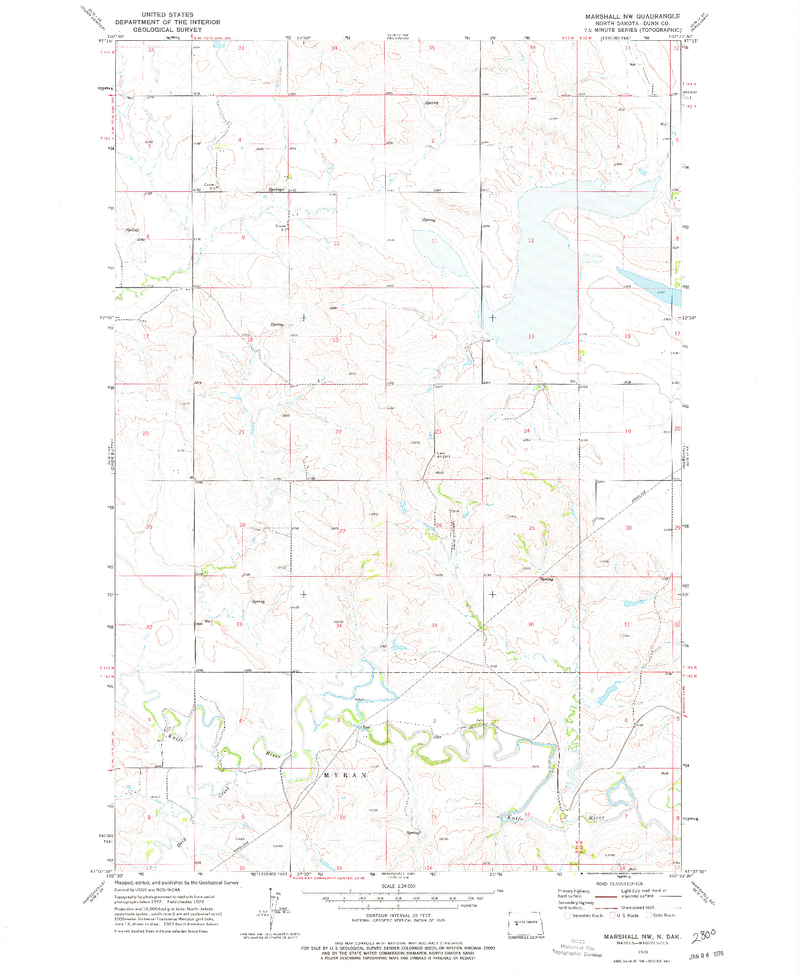 USGS 1:24000-SCALE QUADRANGLE FOR MARSHALL NW, ND 1973