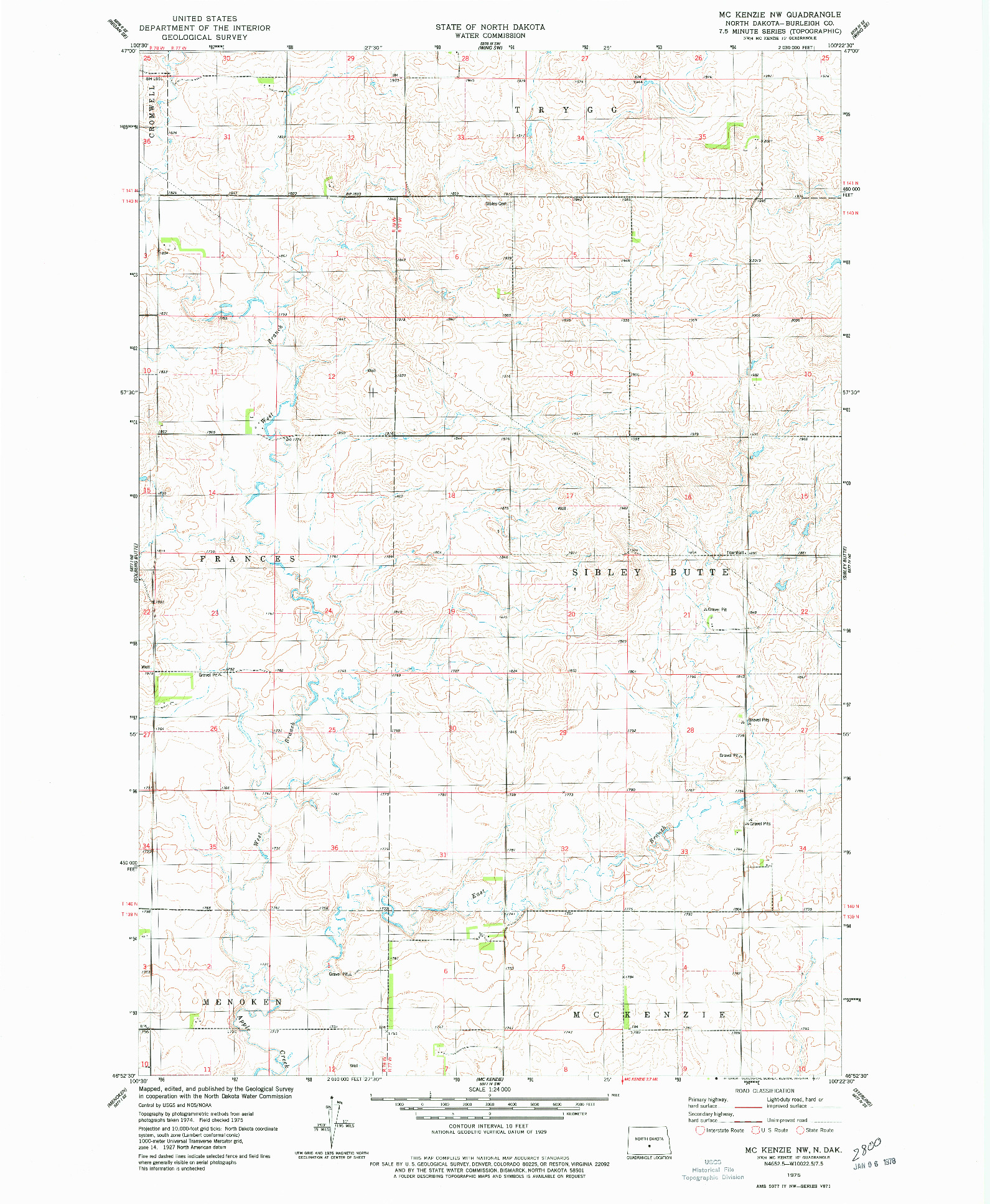 USGS 1:24000-SCALE QUADRANGLE FOR MCKENZIE NW, ND 1975