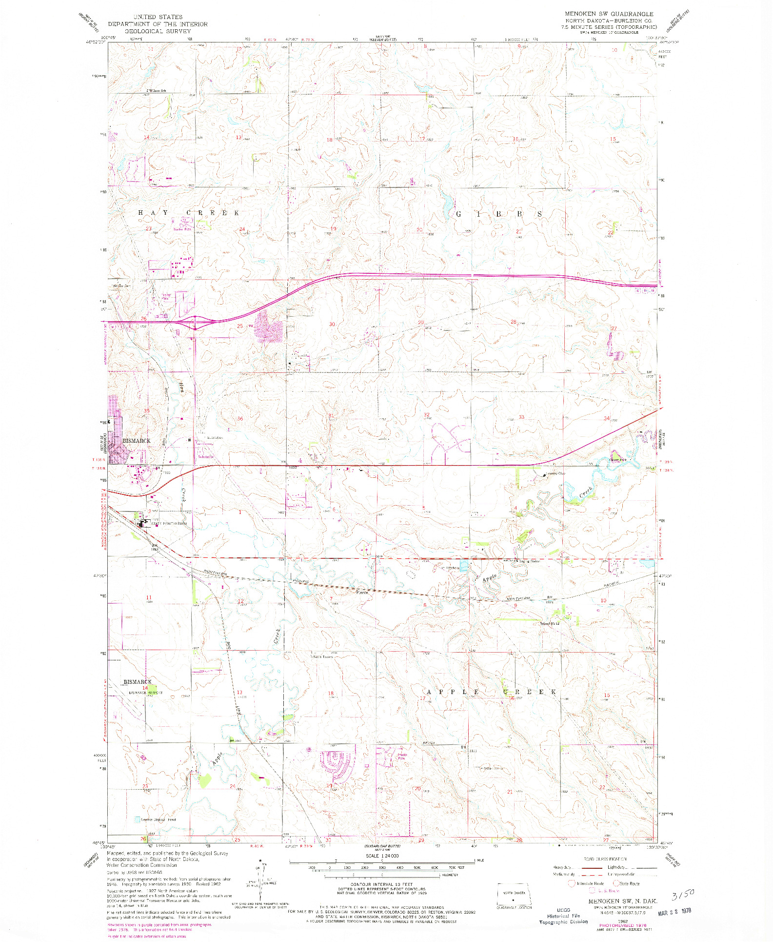 USGS 1:24000-SCALE QUADRANGLE FOR MENOKEN SW, ND 1962