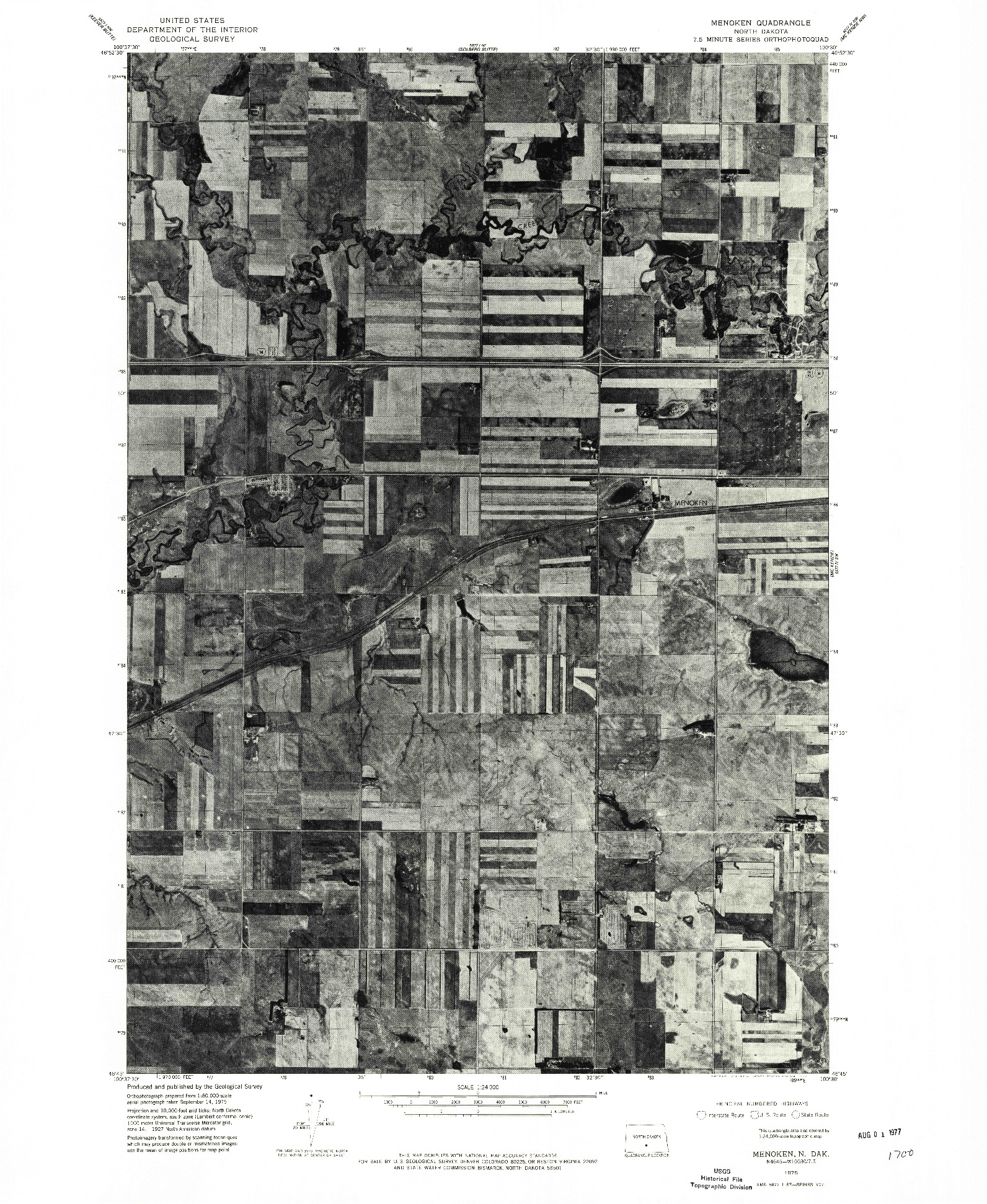 USGS 1:24000-SCALE QUADRANGLE FOR MENOKEN, ND 1975