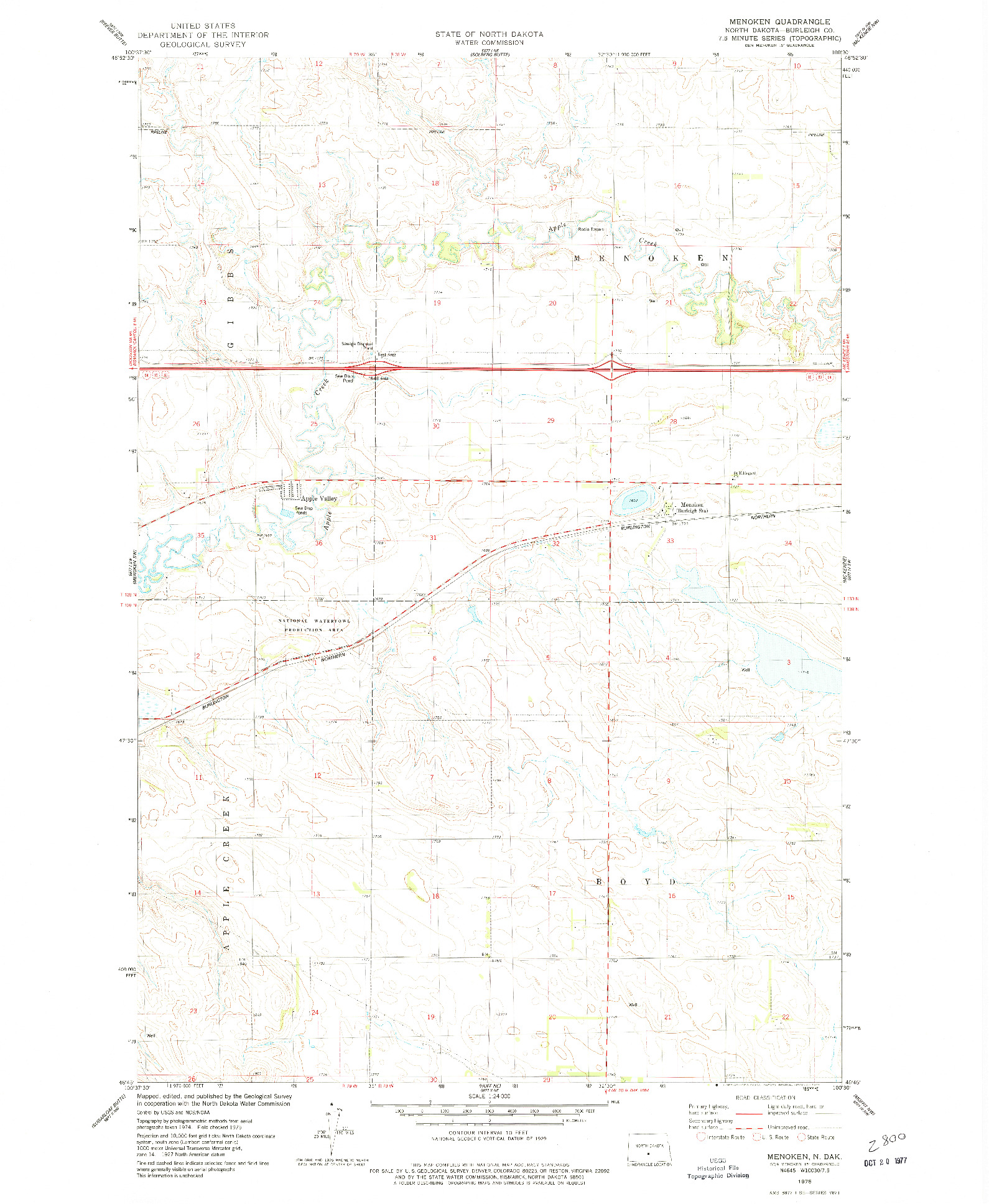 USGS 1:24000-SCALE QUADRANGLE FOR MENOKEN, ND 1975