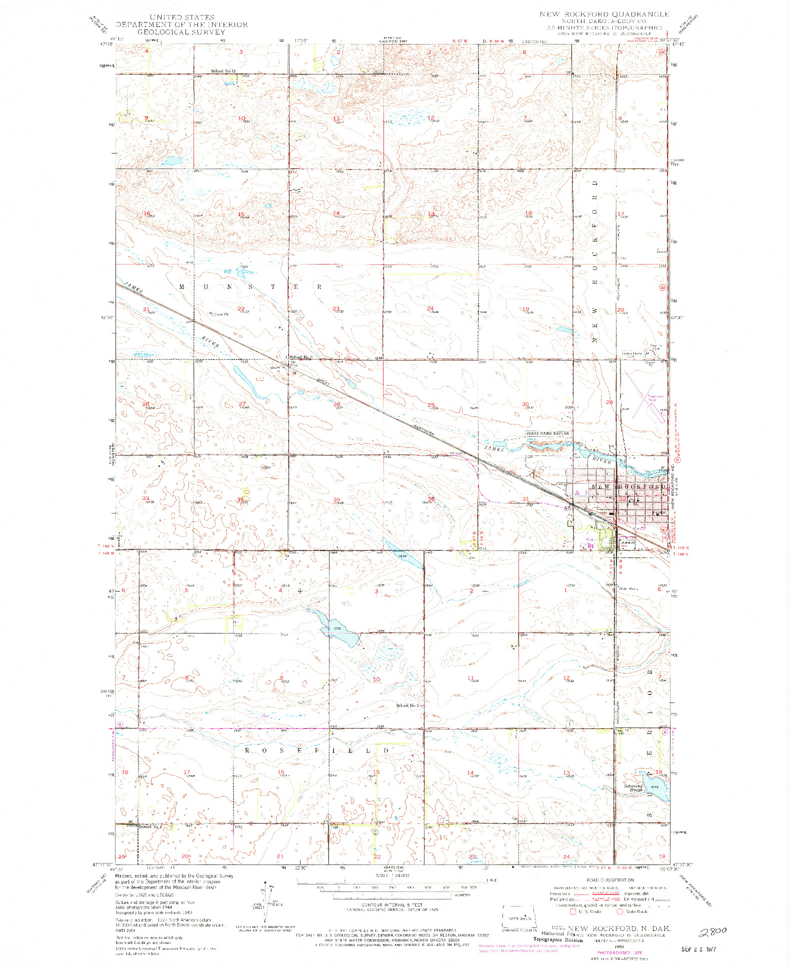 USGS 1:24000-SCALE QUADRANGLE FOR NEW ROCKFORD, ND 1950