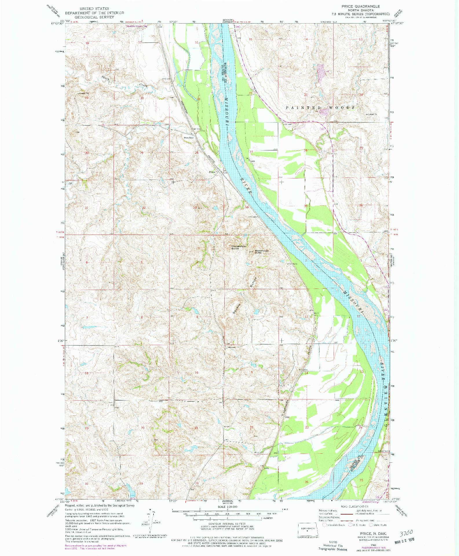 USGS 1:24000-SCALE QUADRANGLE FOR PRICE, ND 1966