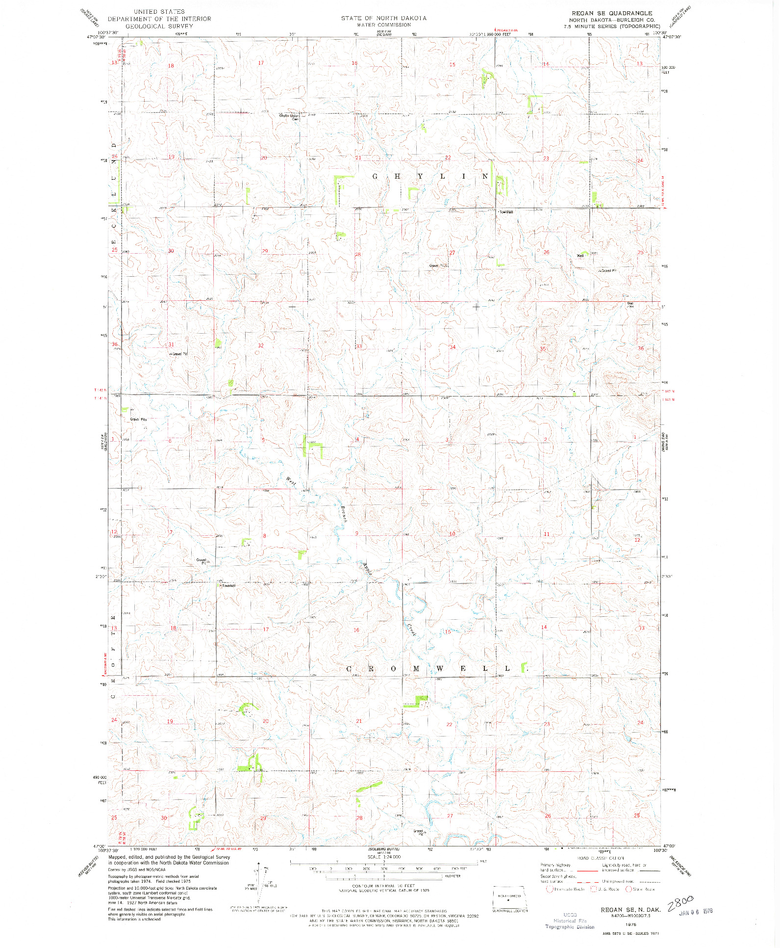 USGS 1:24000-SCALE QUADRANGLE FOR REGAN SE, ND 1975