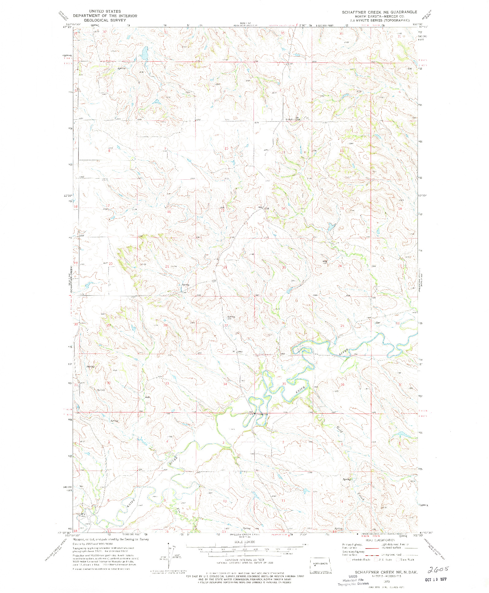 USGS 1:24000-SCALE QUADRANGLE FOR SCHAFFNER CREEK NE, ND 1973