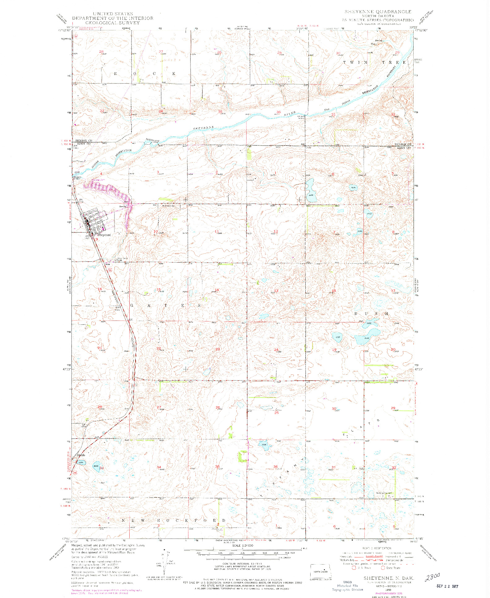 USGS 1:24000-SCALE QUADRANGLE FOR SHEYENNE, ND 1950