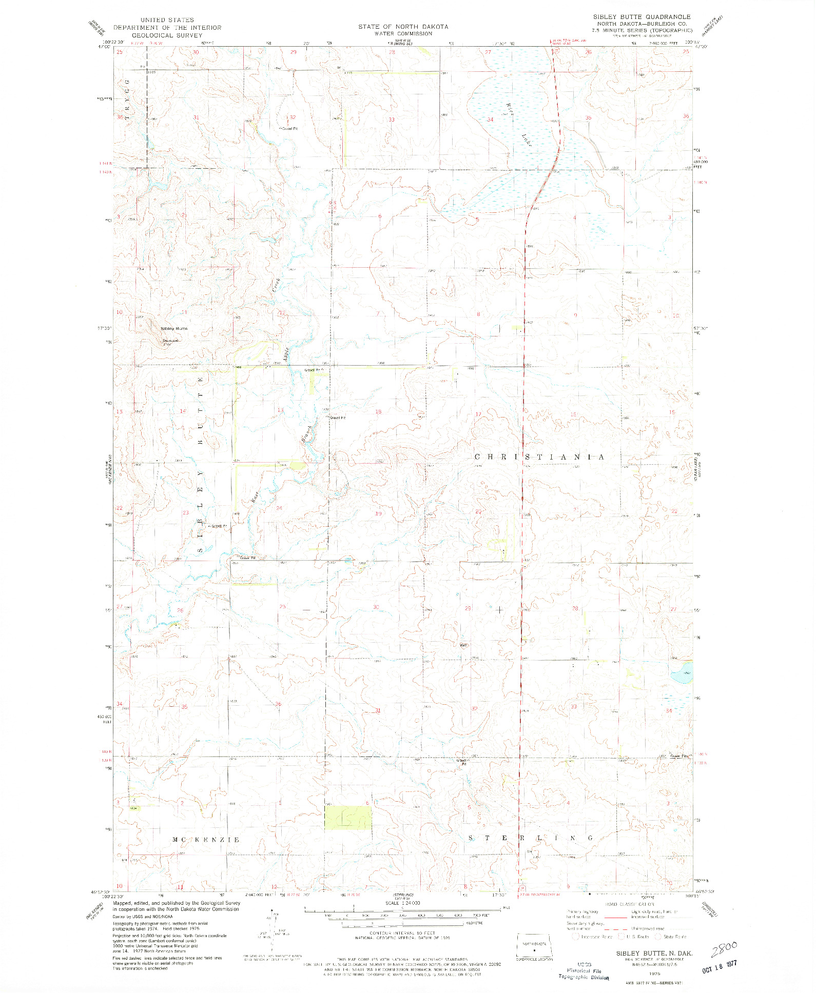 USGS 1:24000-SCALE QUADRANGLE FOR SIBLEY BUTTE, ND 1975