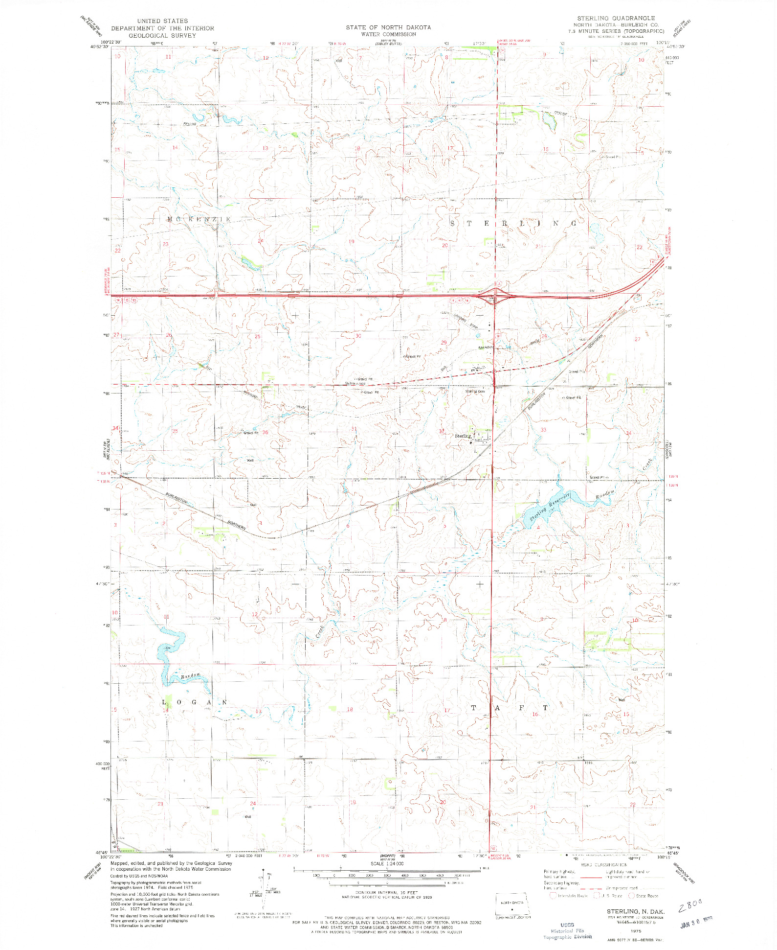 USGS 1:24000-SCALE QUADRANGLE FOR STERLING, ND 1975