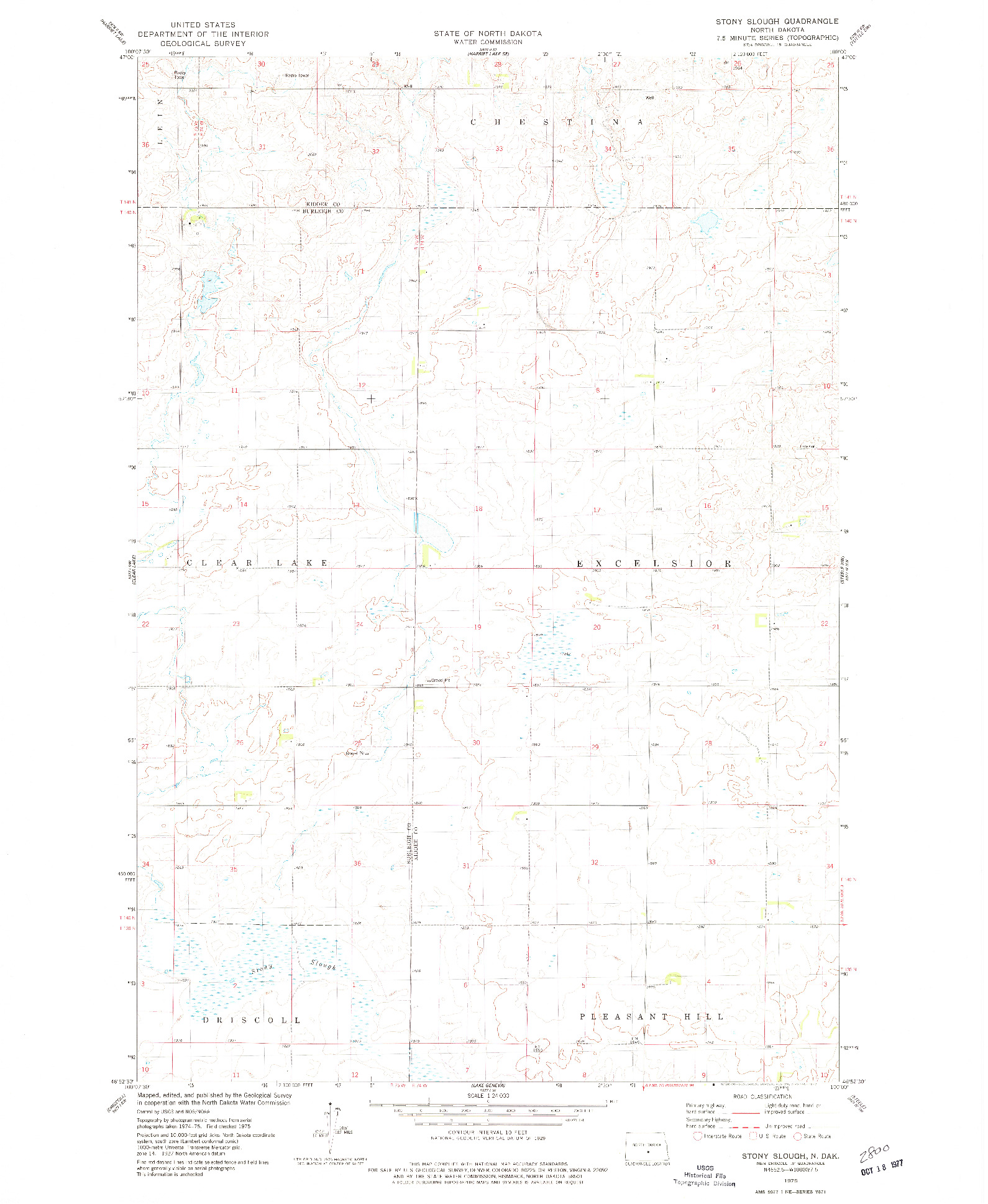 USGS 1:24000-SCALE QUADRANGLE FOR STONY SLOUGH, ND 1975