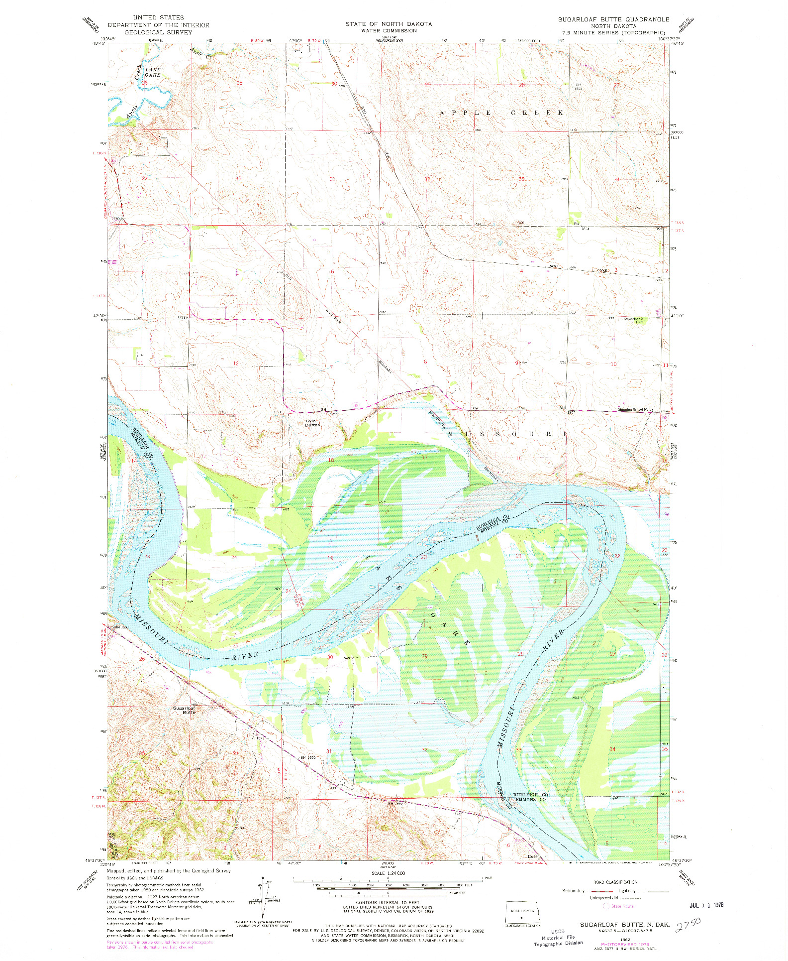 USGS 1:24000-SCALE QUADRANGLE FOR SUGARLOAF BUTTE, ND 1976