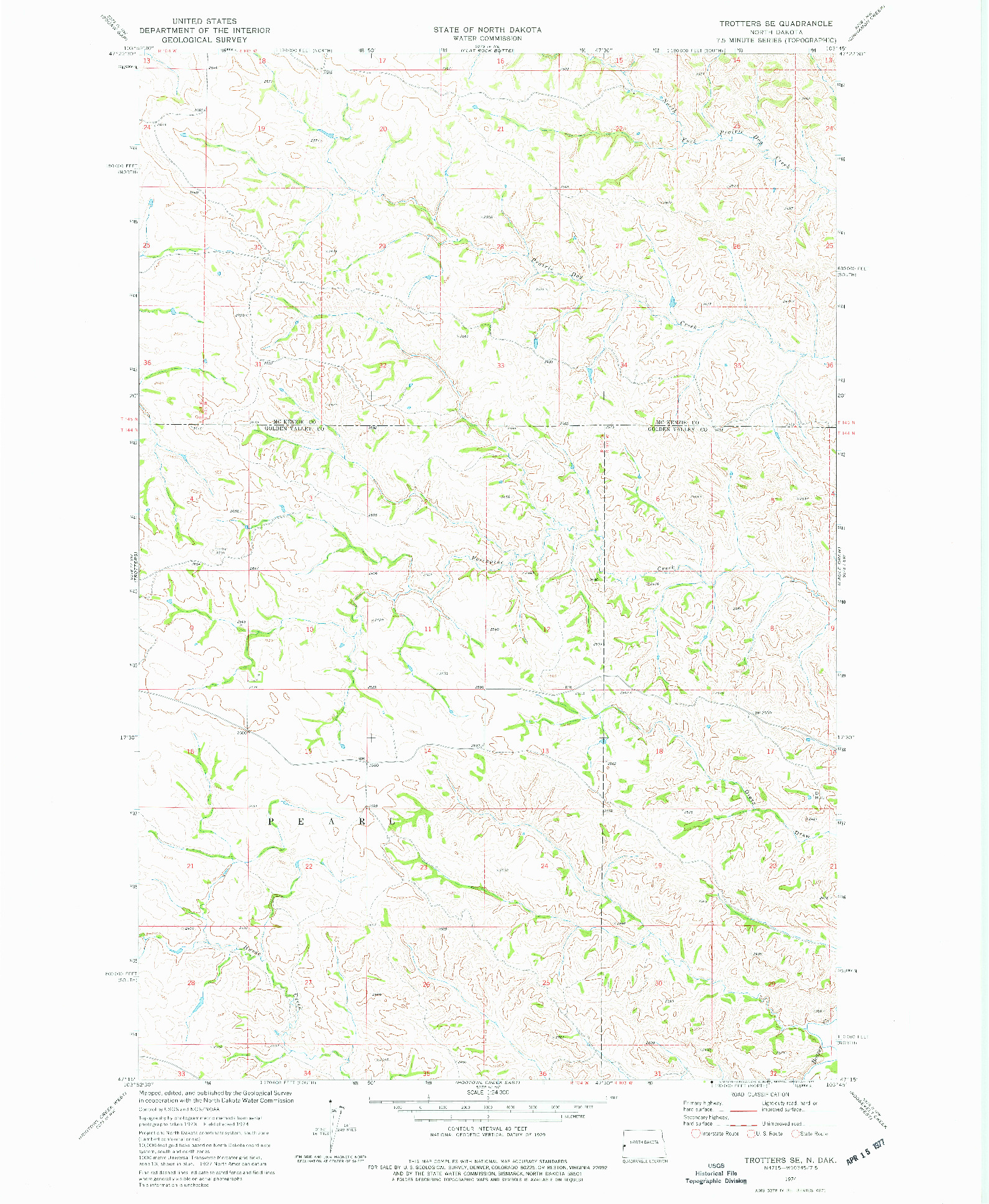 USGS 1:24000-SCALE QUADRANGLE FOR TROTTERS SE, ND 1974