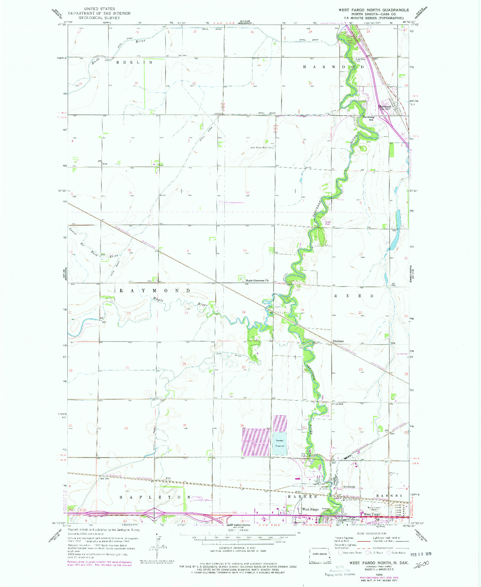USGS 1:24000-SCALE QUADRANGLE FOR WEST FARGO NORTH, ND 1959
