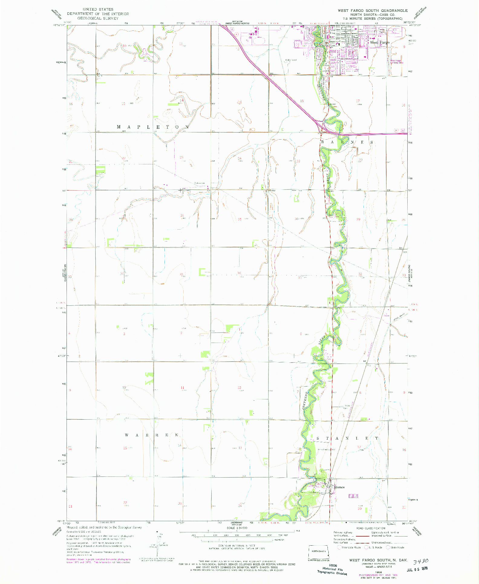 USGS 1:24000-SCALE QUADRANGLE FOR WEST FARGO SOUTH, ND 1959