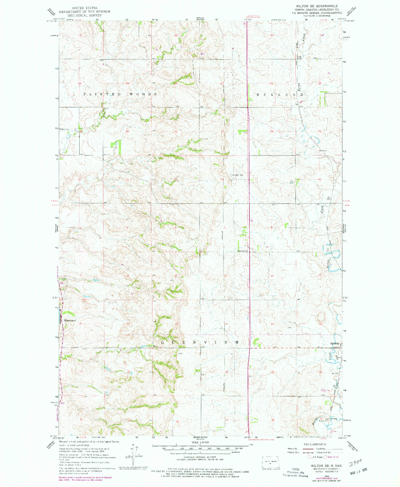 USGS 1:24000-SCALE QUADRANGLE FOR WILTON SE, ND 1966