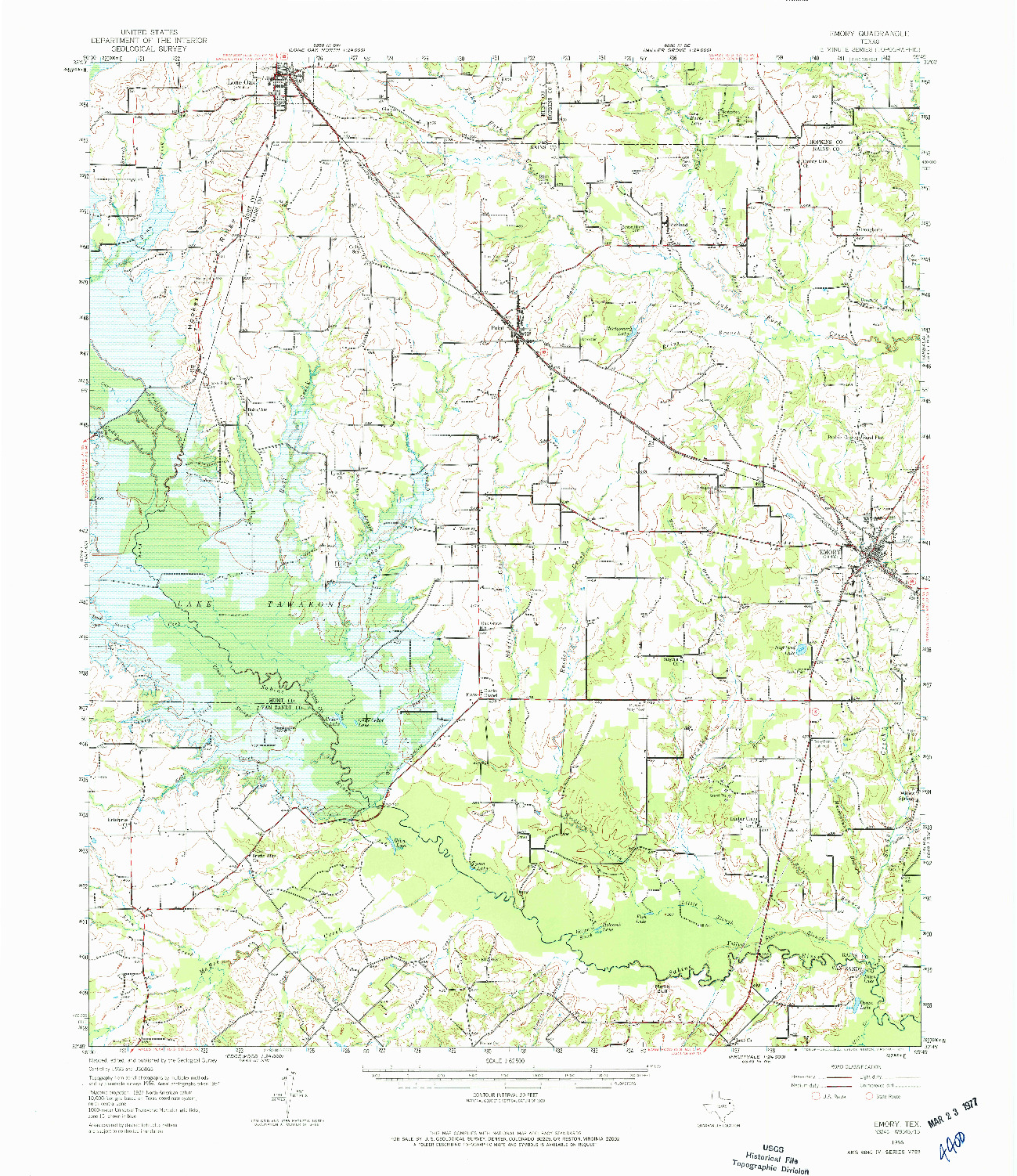 USGS 1:62500-SCALE QUADRANGLE FOR EMORY, TX 1956