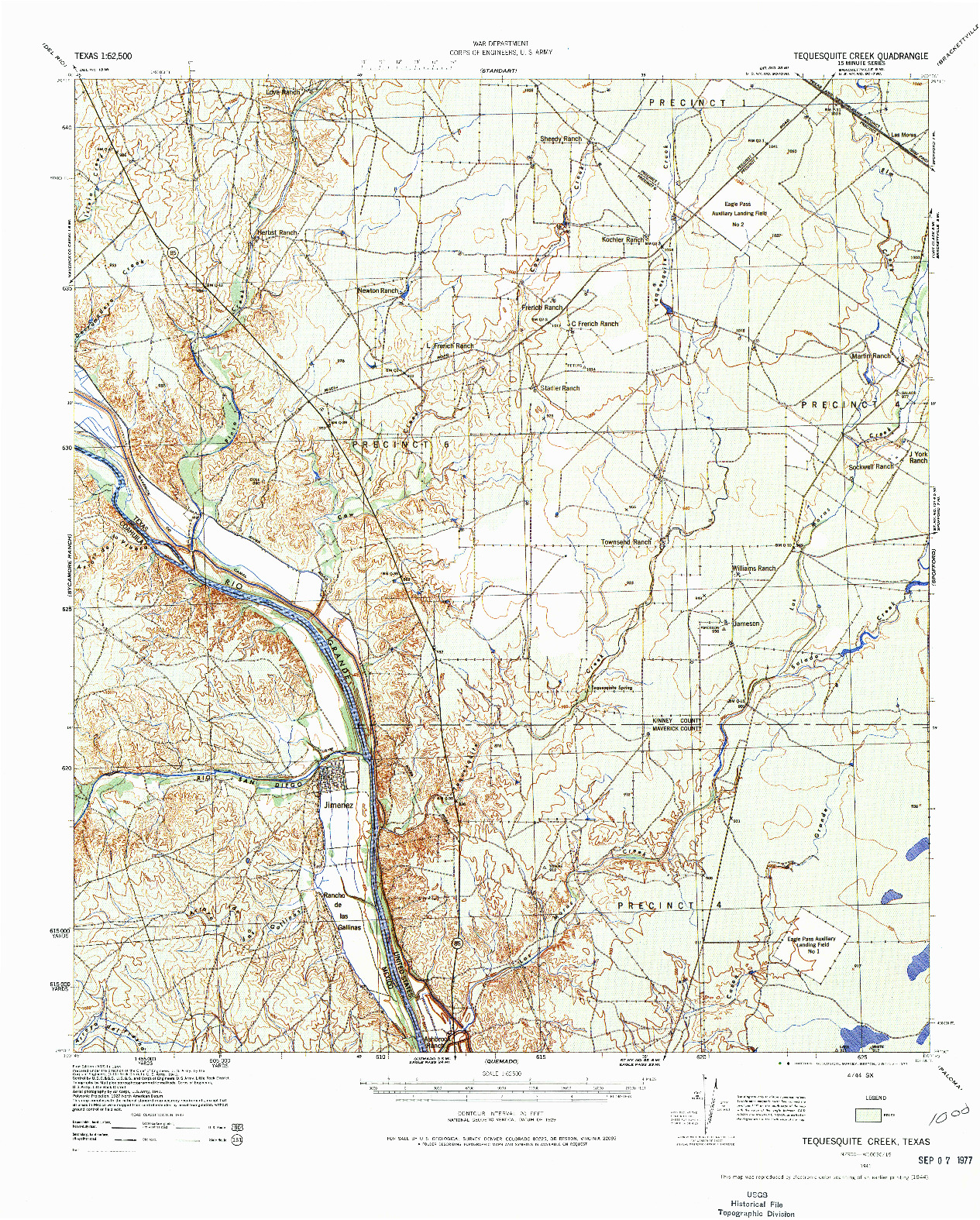 USGS 1:62500-SCALE QUADRANGLE FOR TEQUESQUITE CREEK, TX 1941