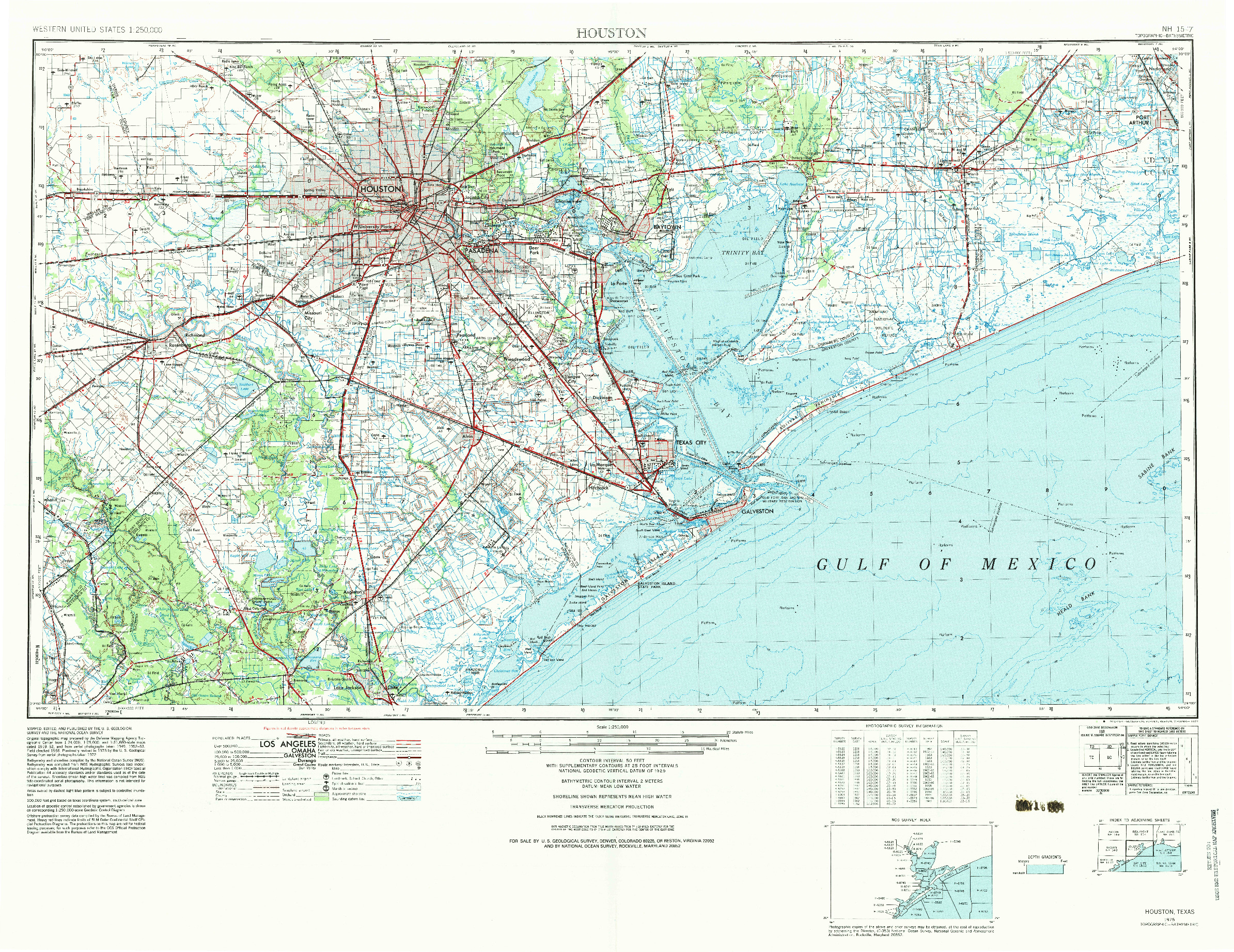 USGS 1:250000-SCALE QUADRANGLE FOR HOUSTON, TX 1975