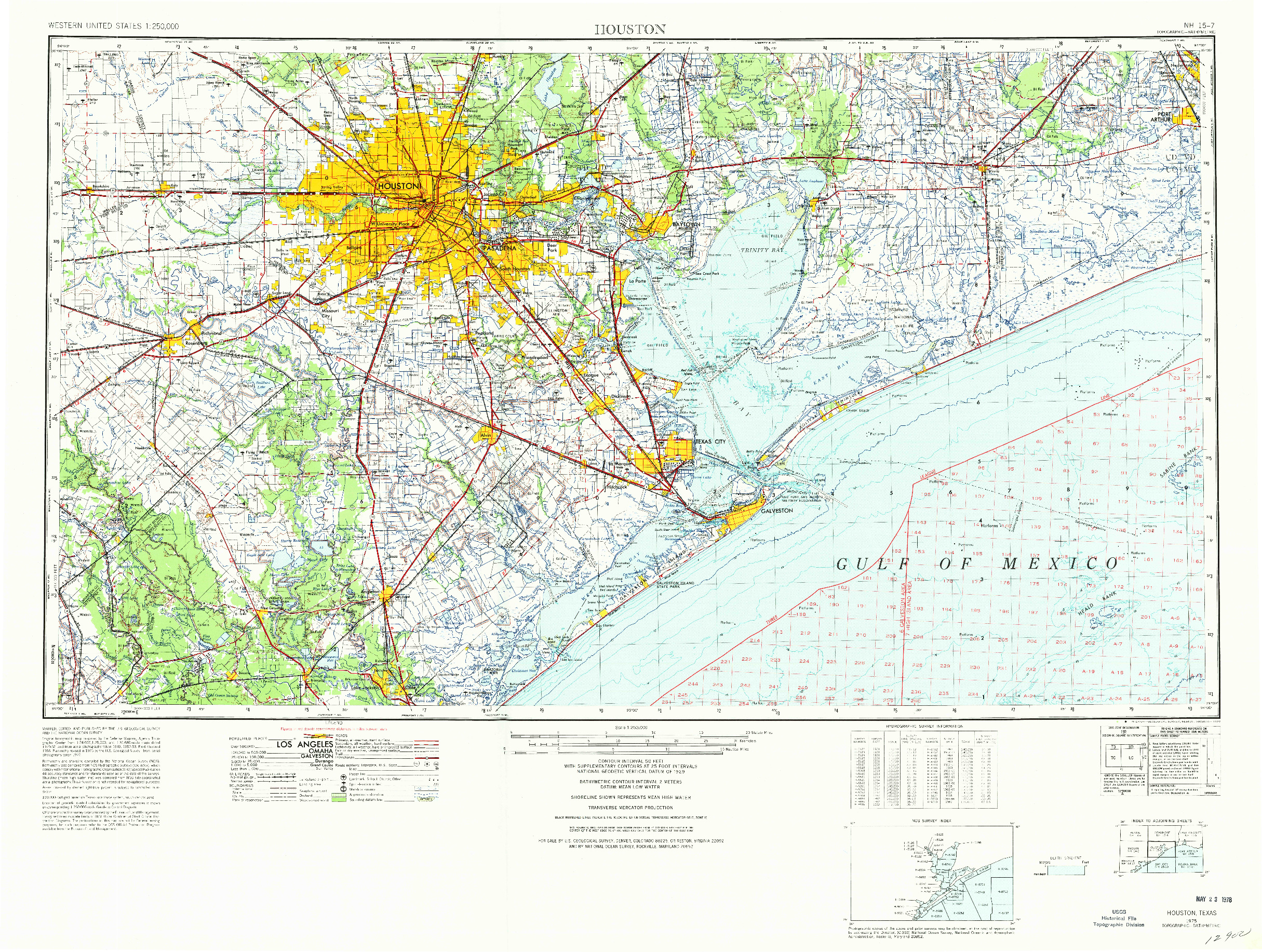 USGS 1:250000-SCALE QUADRANGLE FOR HOUSTON, TX 1975