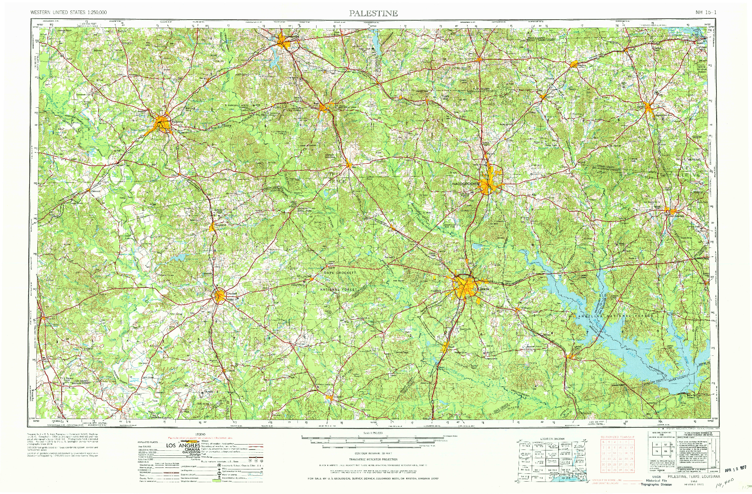 USGS 1:250000-SCALE QUADRANGLE FOR PALESTINE, TX 1953