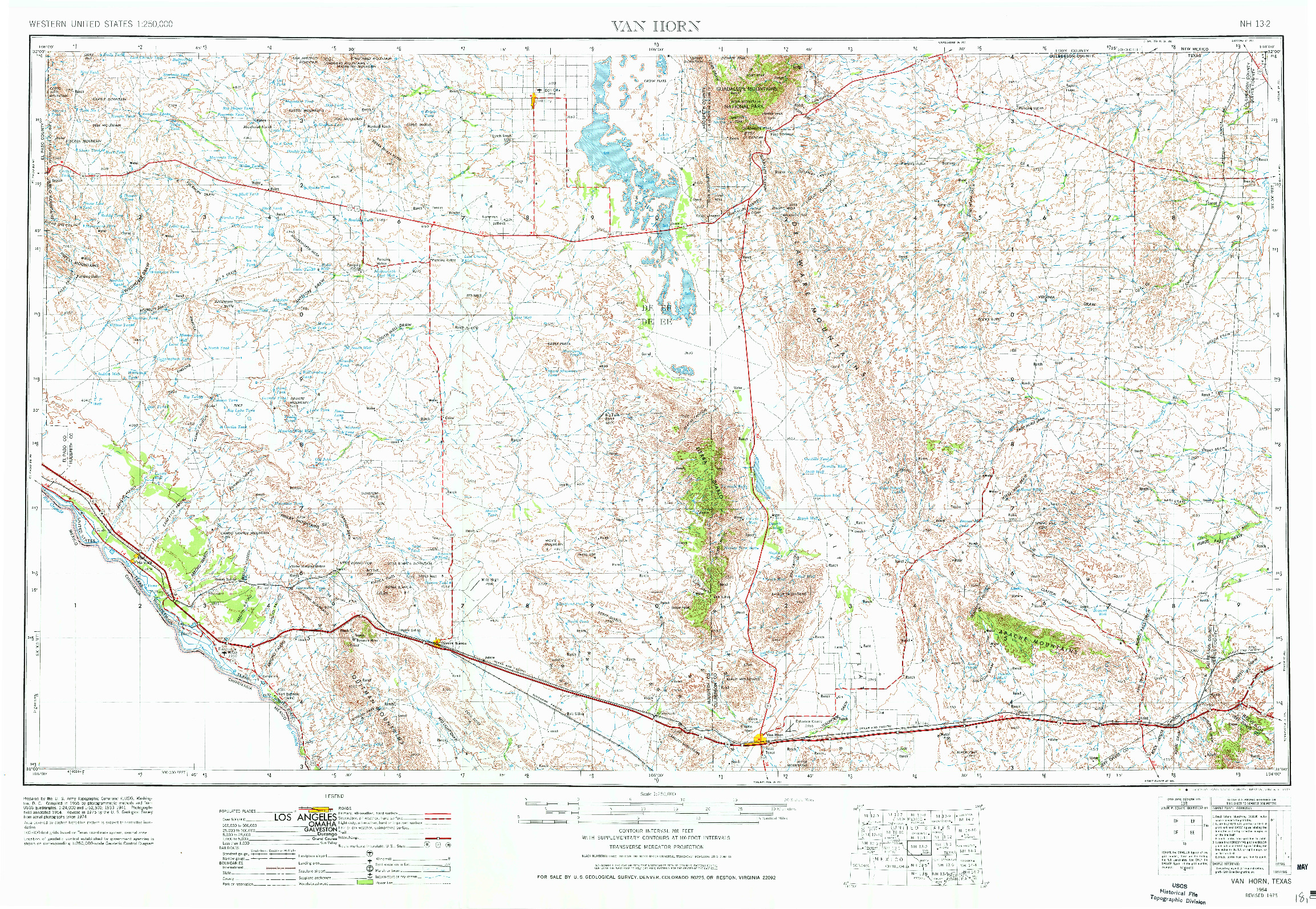 USGS 1:250000-SCALE QUADRANGLE FOR VAN HORN, TX 1954