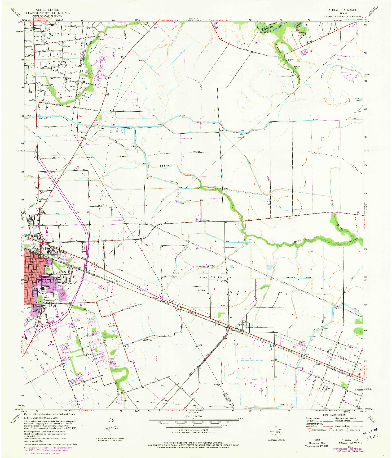 USGS 1:24000-SCALE QUADRANGLE FOR ALGOA, TX 1956