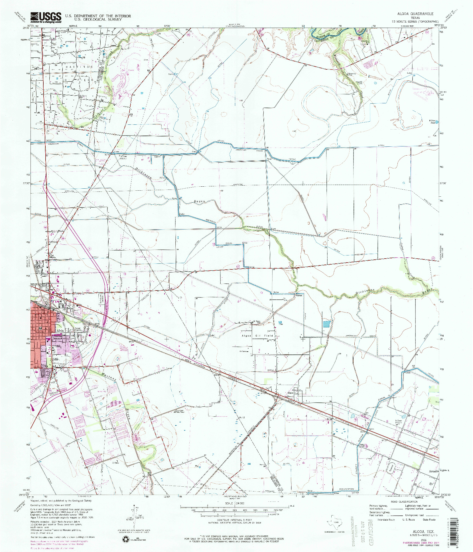 USGS 1:24000-SCALE QUADRANGLE FOR ALGOA, TX 1956